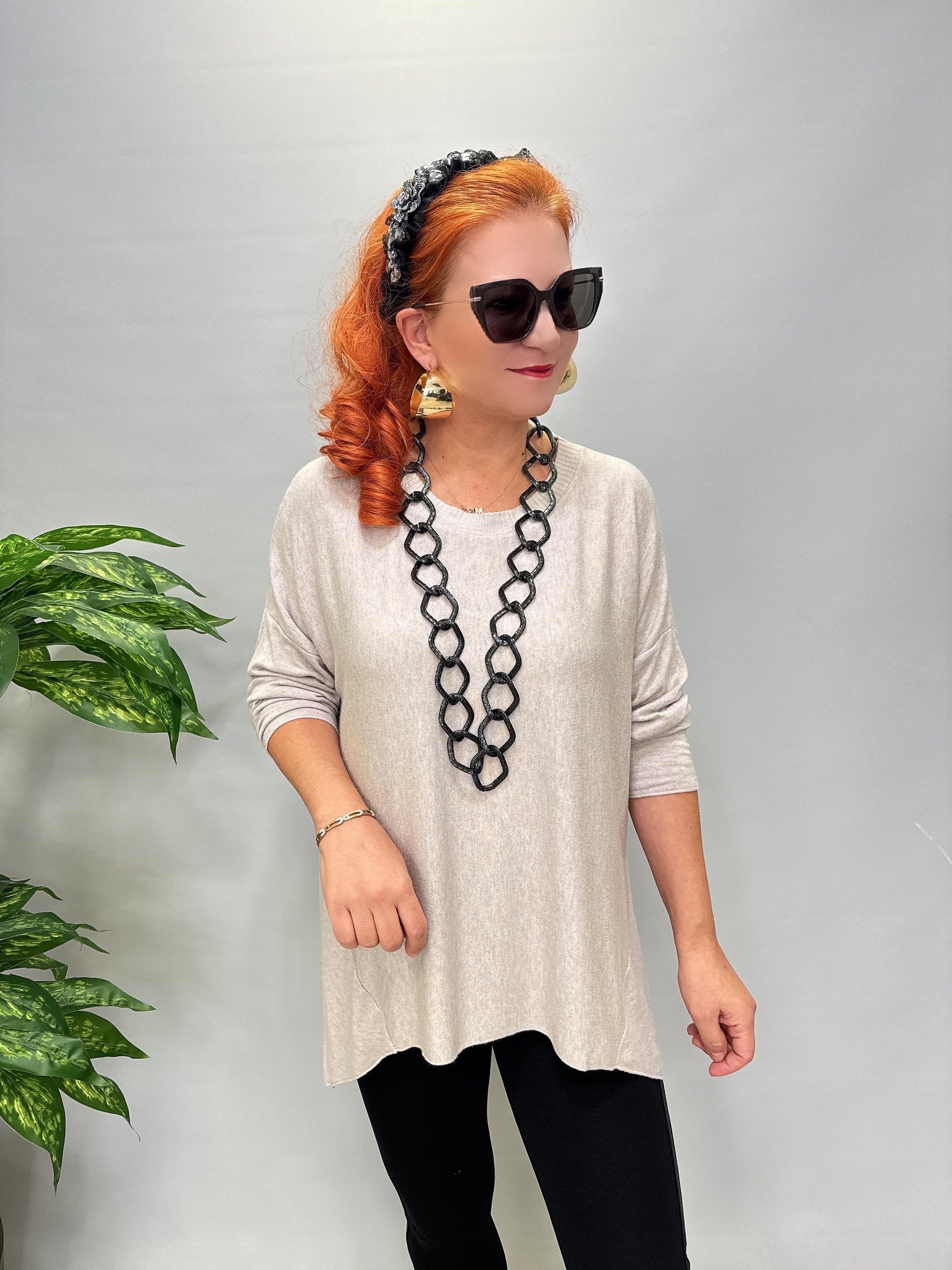 2122 Italyan Tunik Triko Bluz Taş