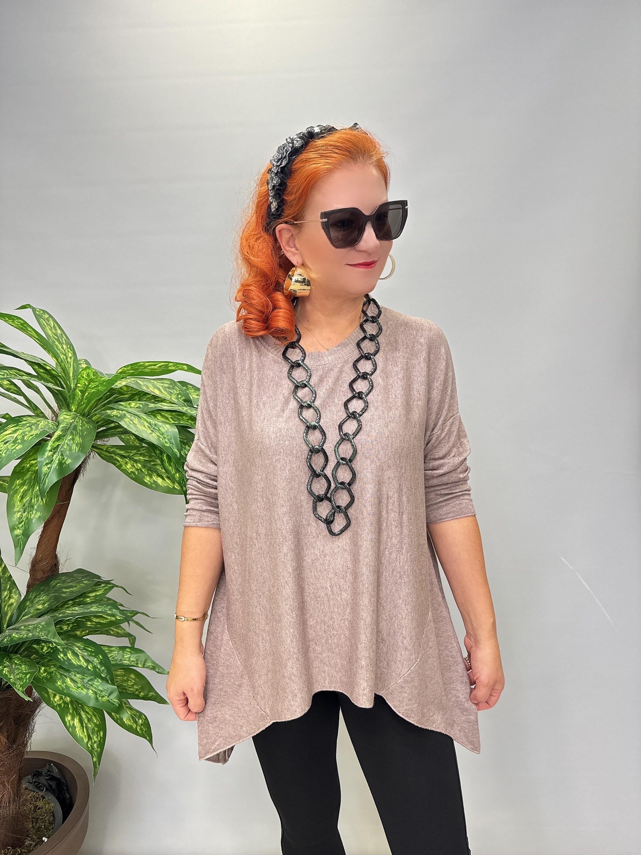 2122 Italyan Tunik Triko Bluz Vizon