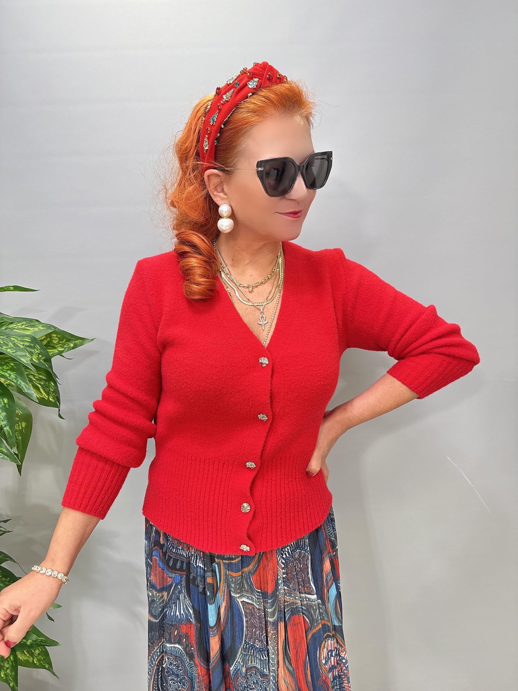 2126  Kırmızı Triko Hırka / Bluz Kırmızı 