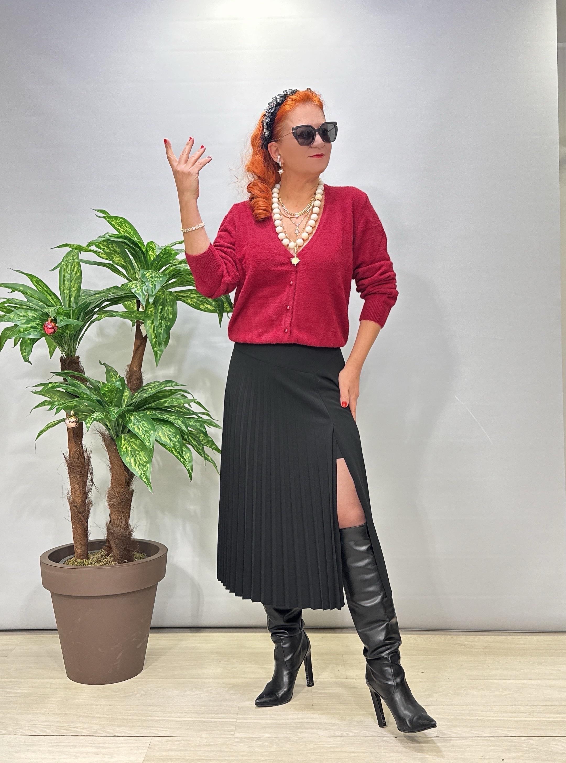 2126 Krep İçi Şortlu Pİleli Etek Siyah