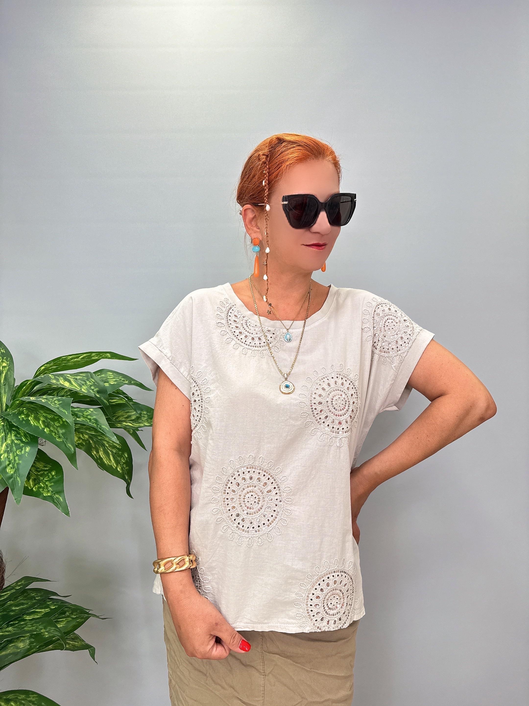 2136 Italyan Payet detay Bluz Taş