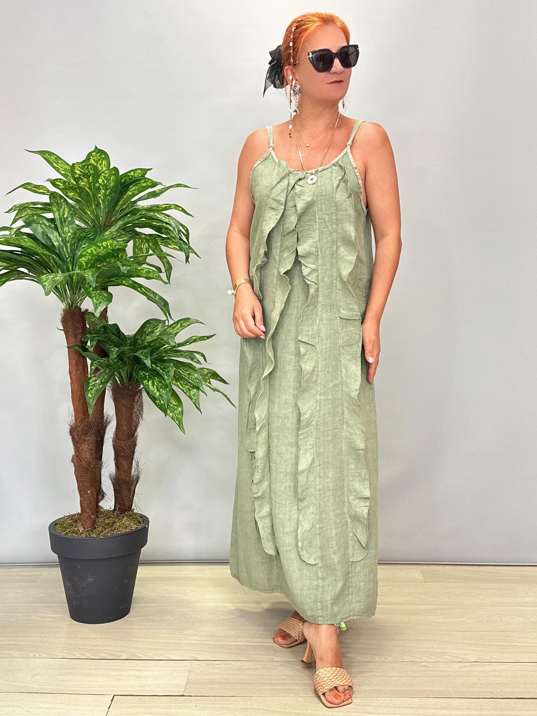 2245 Ham Keten Elbise Haki 