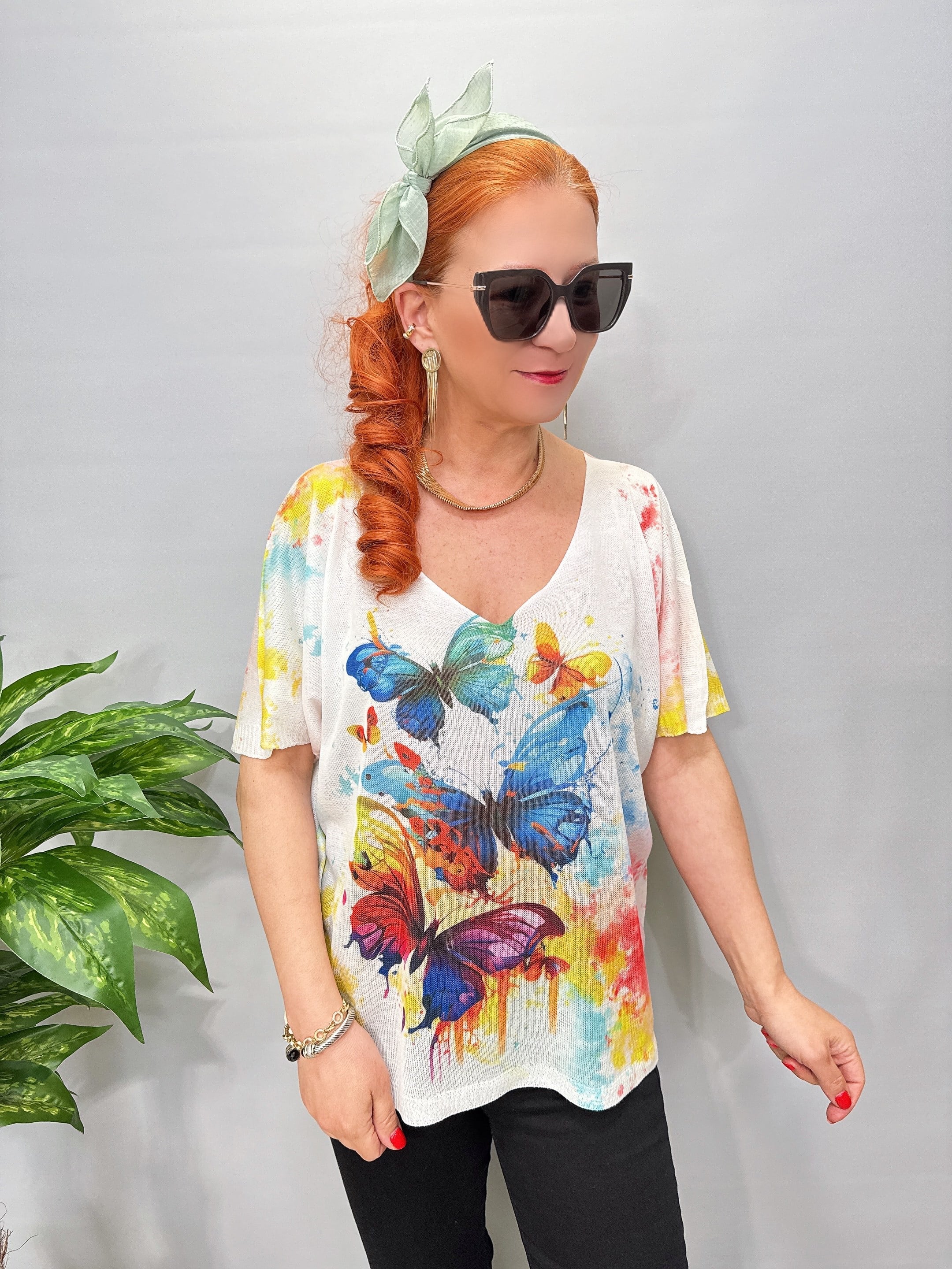 2295 Italyan Dijital Baskı Merserize Bluz 