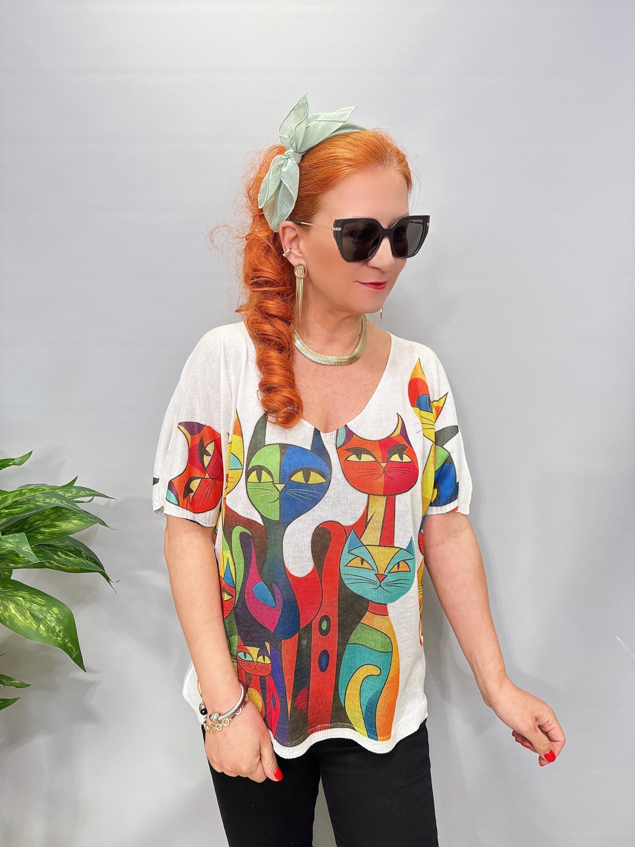 2295 Italyan Dijital Baskı Merserize Bluz 