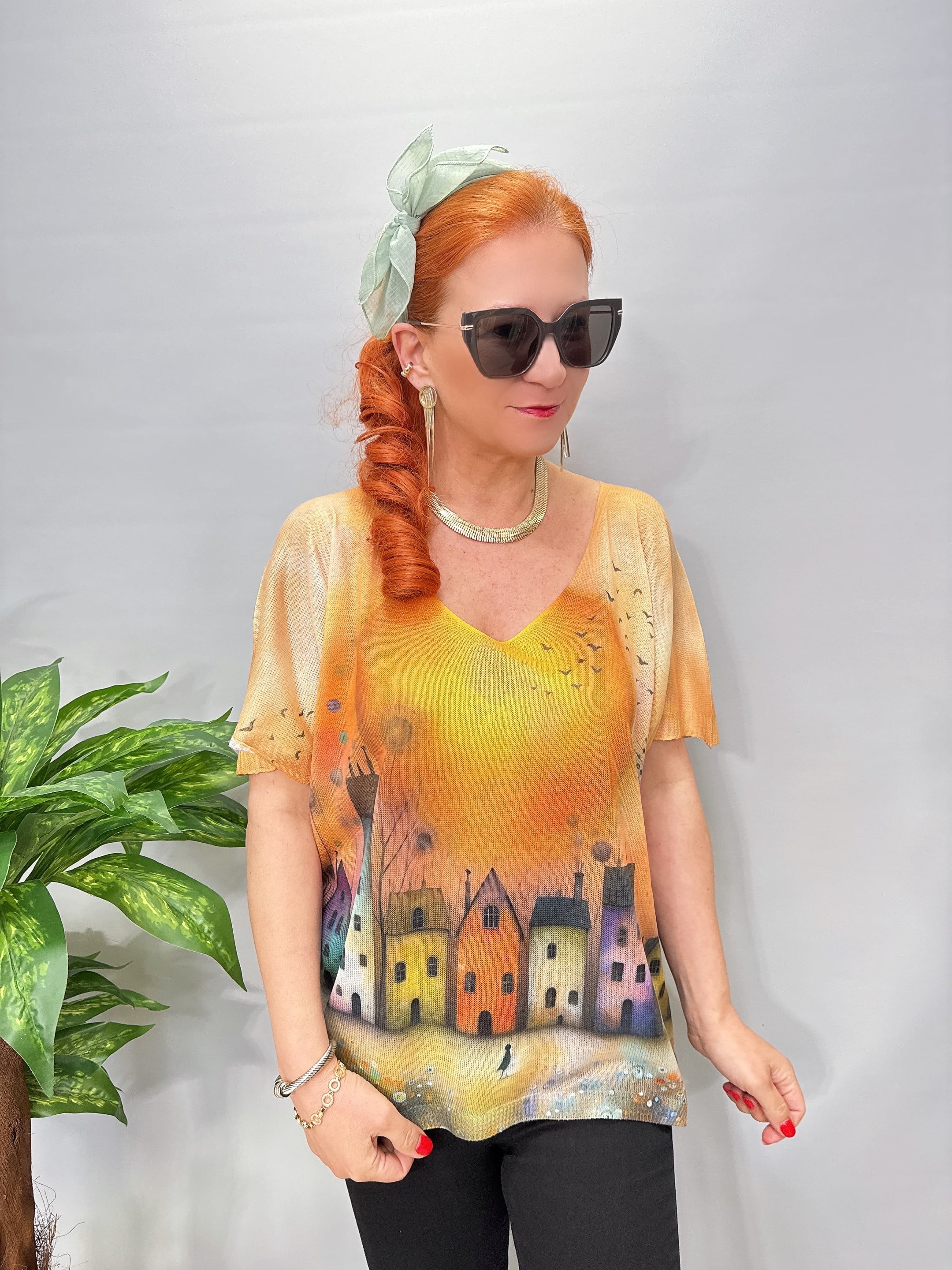 2295 Italyan Dijital Baskı Merserize Bluz 