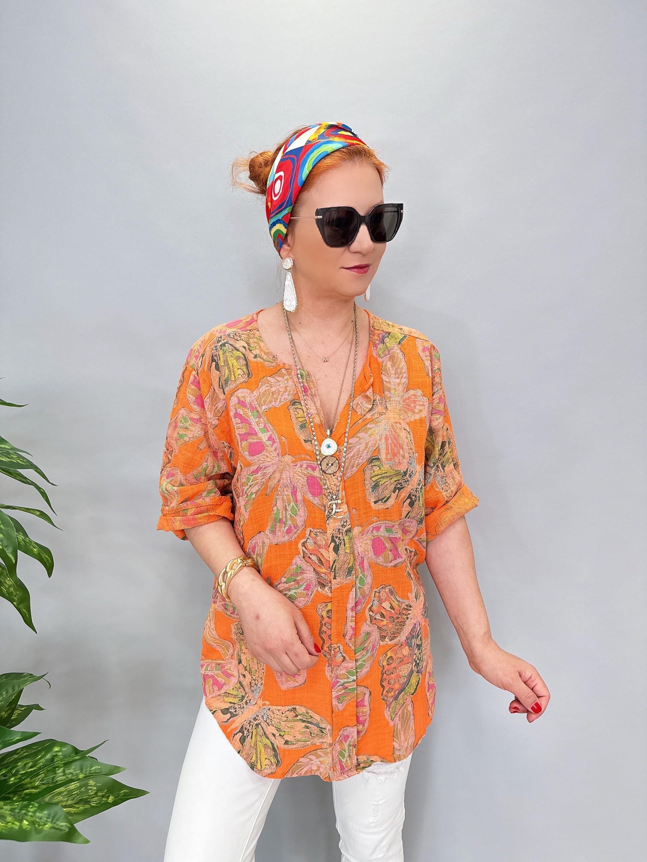 2330 İTALYAN PAMUKLU BLUZ TURUNCU