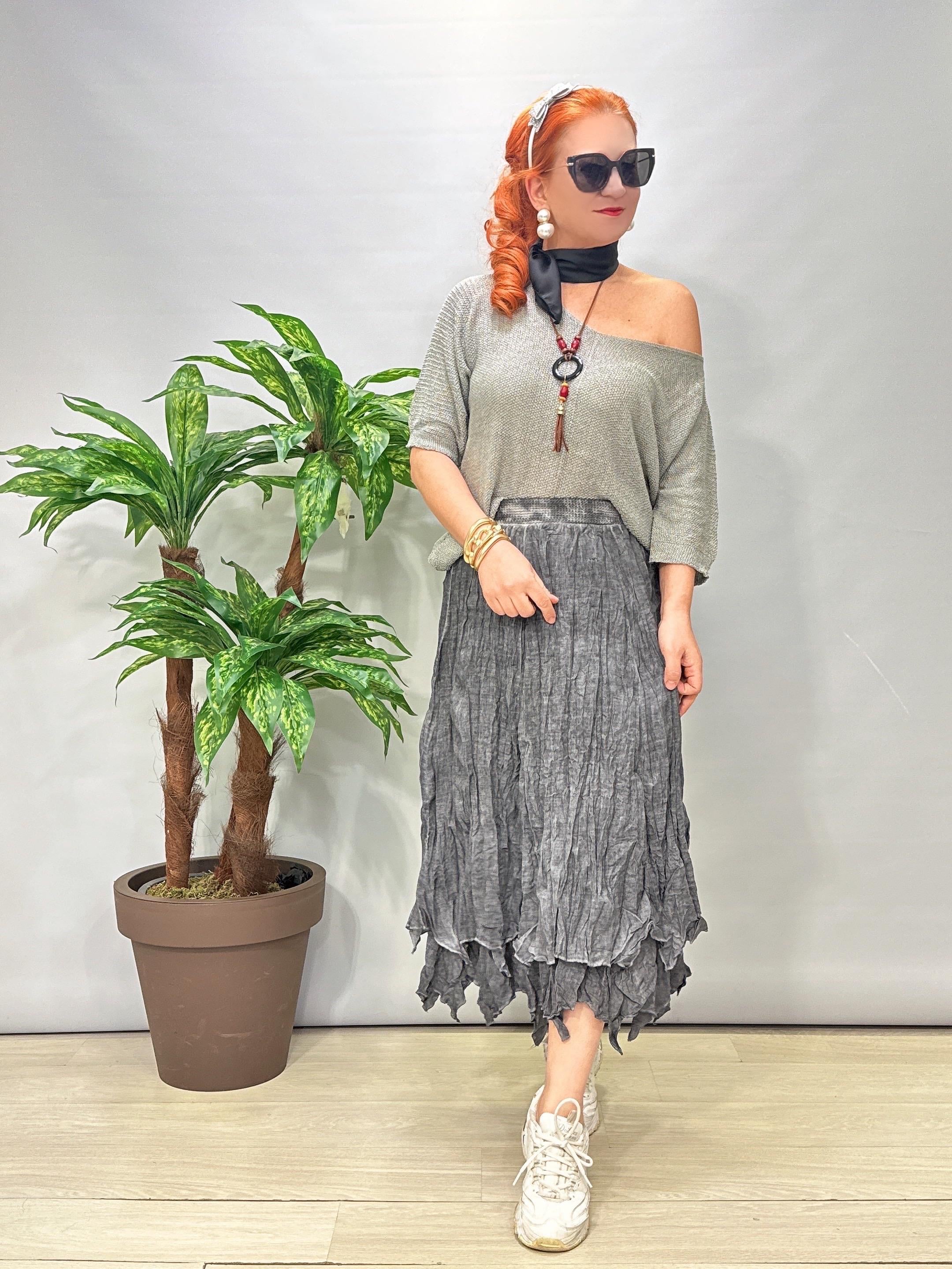 2341 Pamuklu Astarlı Etek Gri