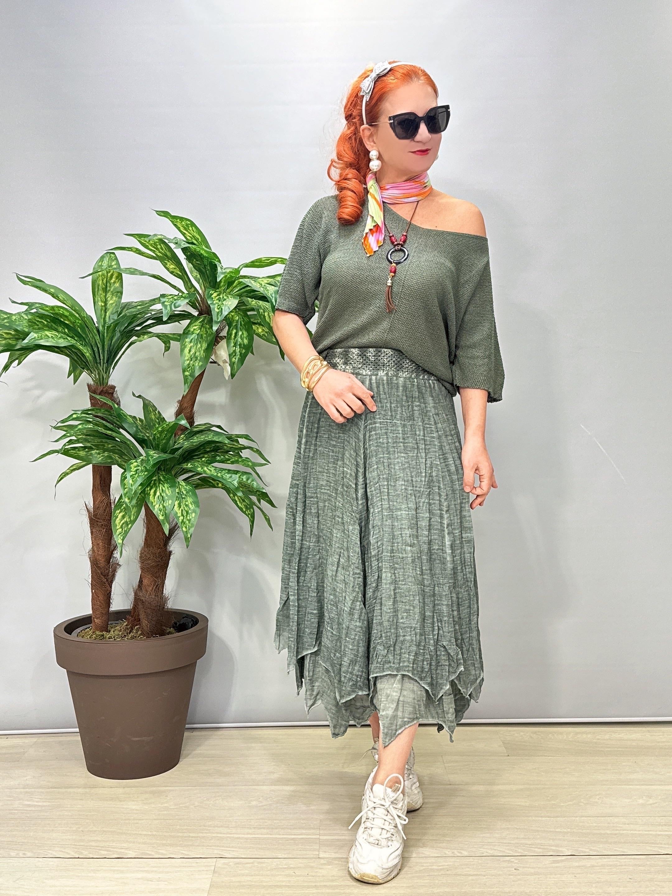 2341 Pamuklu Astarlı Etek Haki Yeşil