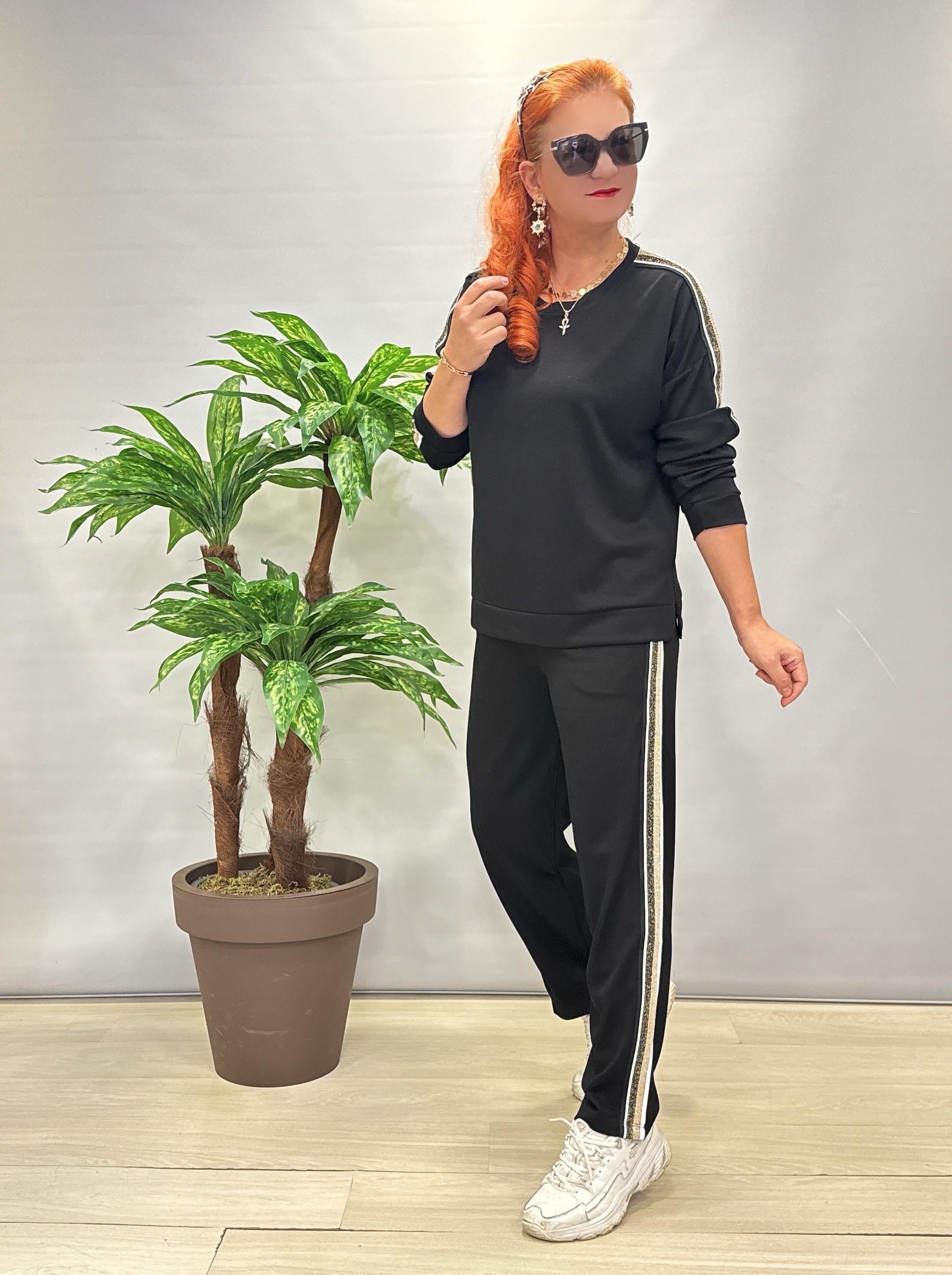 2391 Yanları Sim Detaylı  Modal Takım Siyah