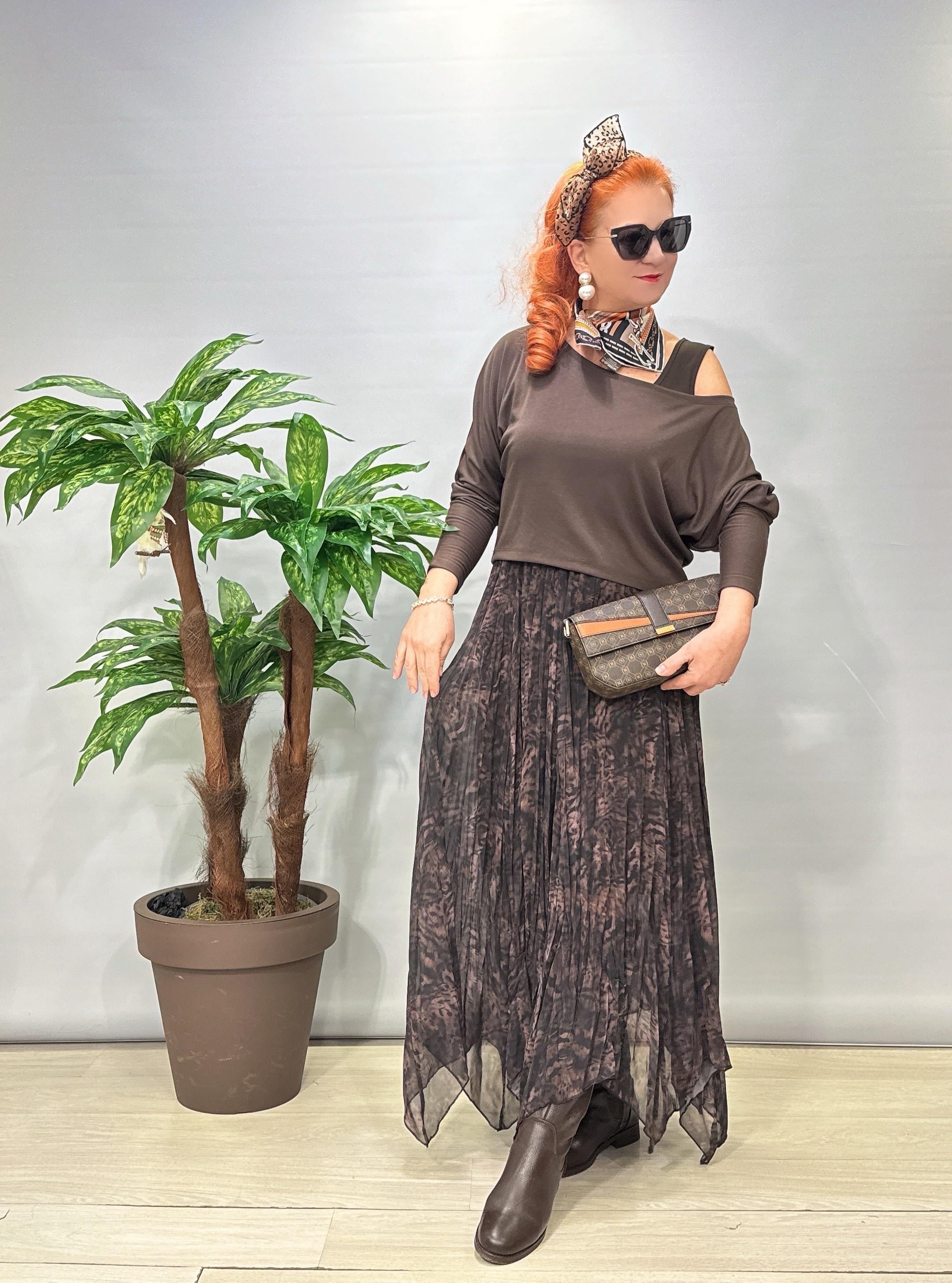 2441Tasarım Elbise Kahve 