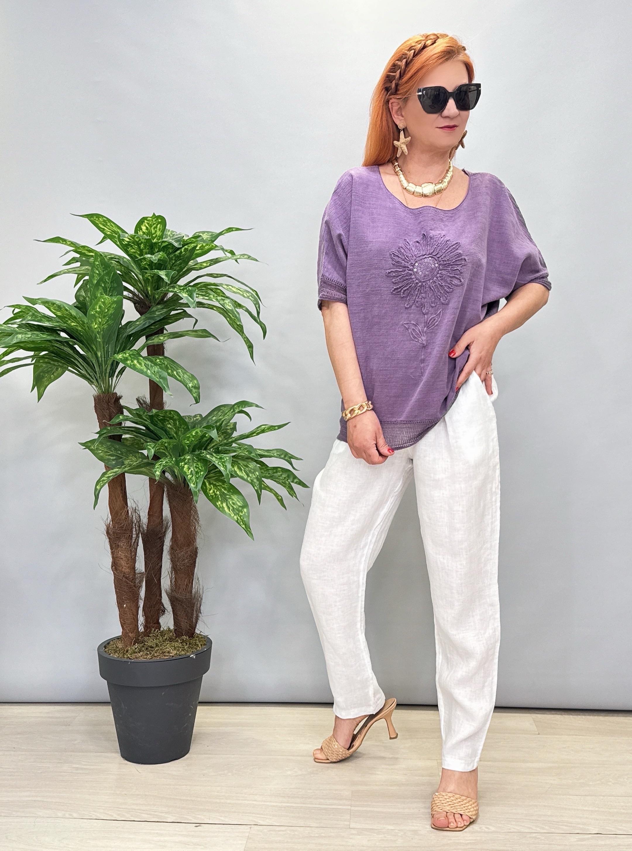 2498 İtalyan Keten Pantolon Beyaz