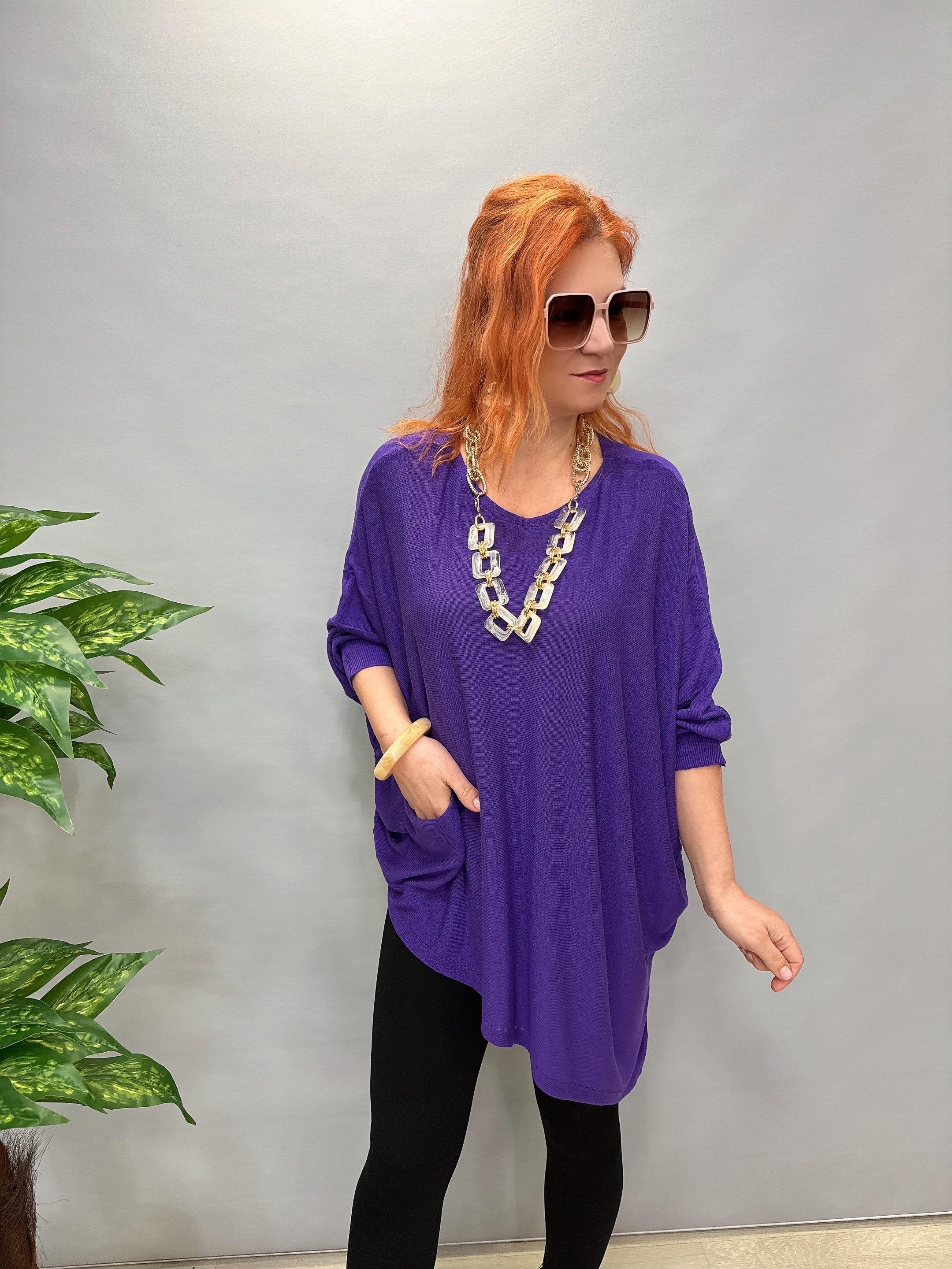 2510 TASARIM ASİMETRİK İNCE TRİKO MOR