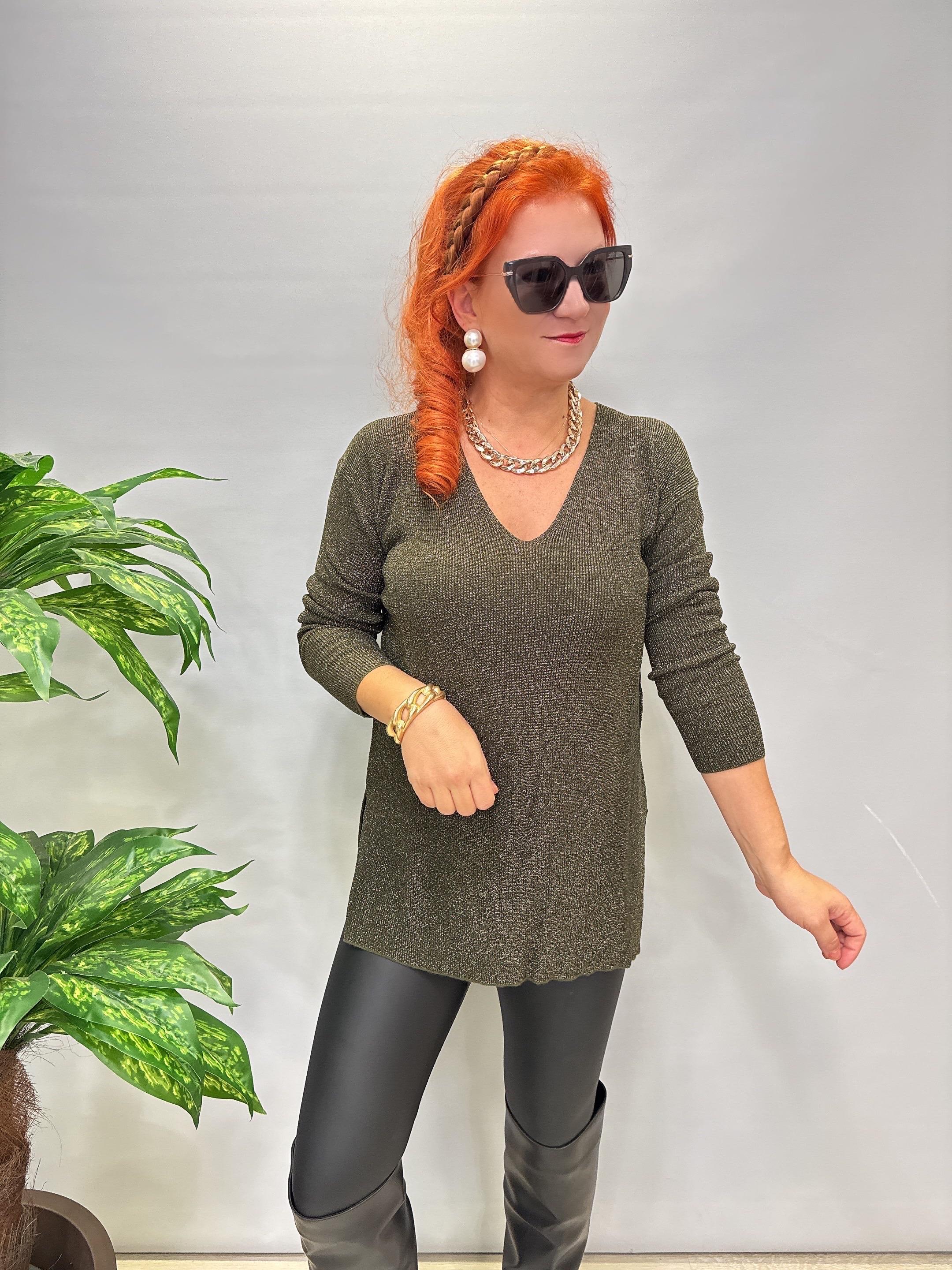 2535 Simli Triko Bluz Haki