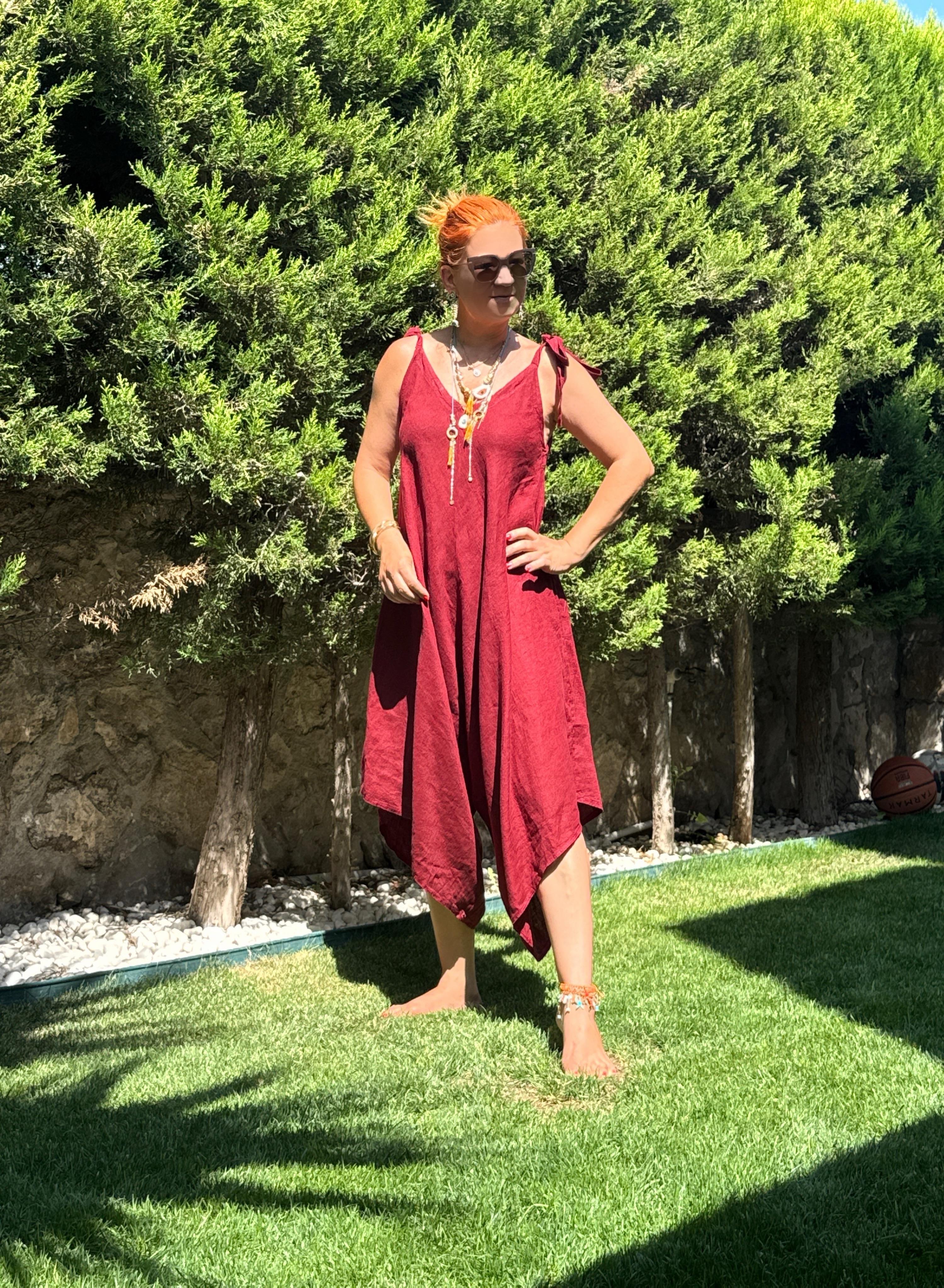 2560 Italyan Keten Tulum Bordo