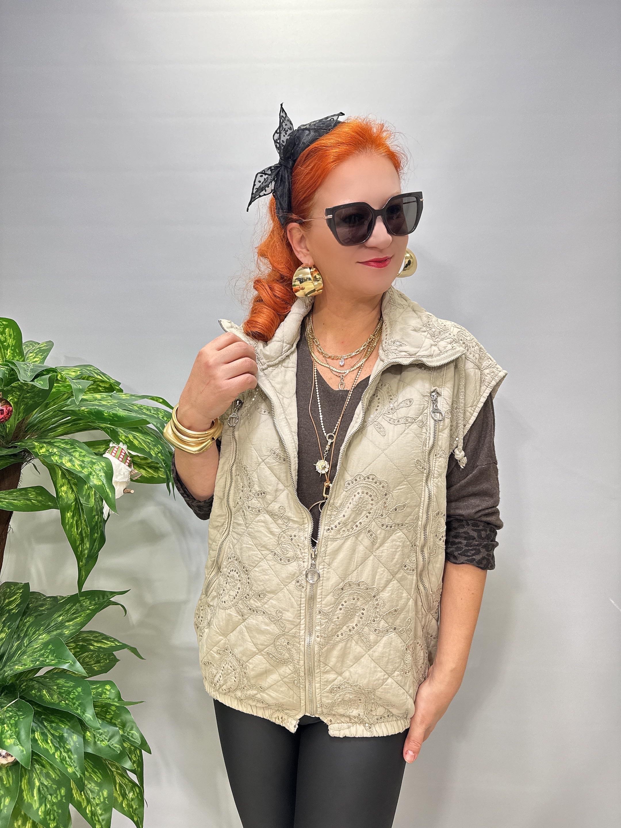 2626 Italyan Payet Detay Yelek Taş