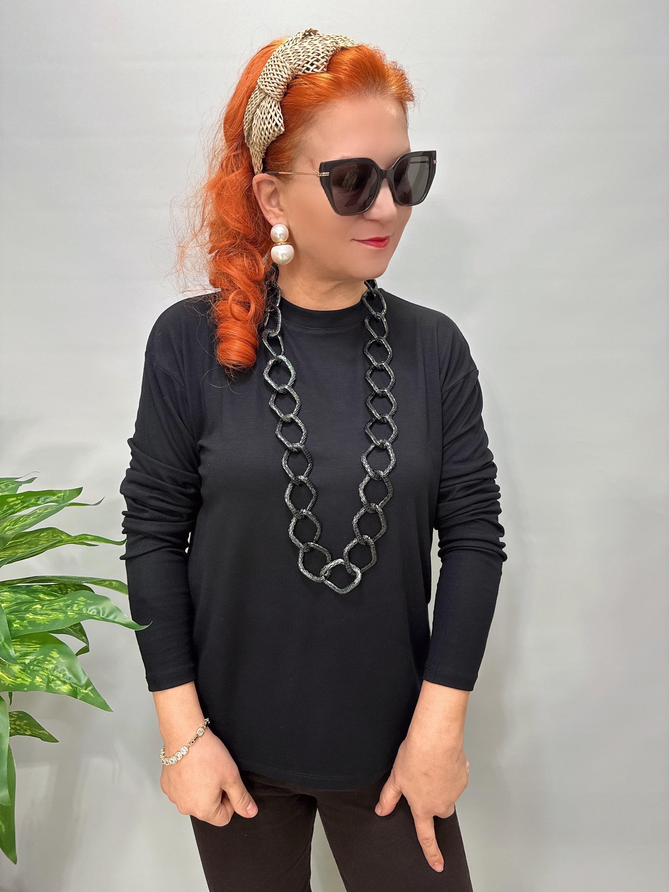 2650 1 Beden Küçük Alınız Modal Basic Bluz Siyah