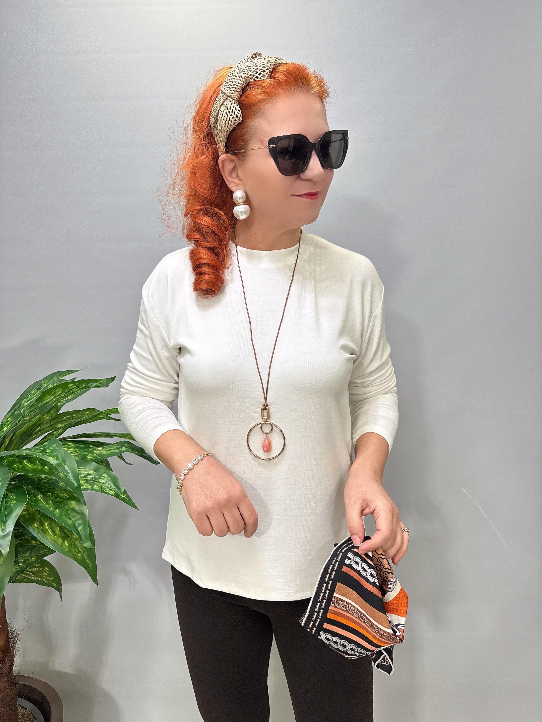 2650 1 Beden Küçük Almanızı Öneriyoruz Modal Basic Bluz Ekru