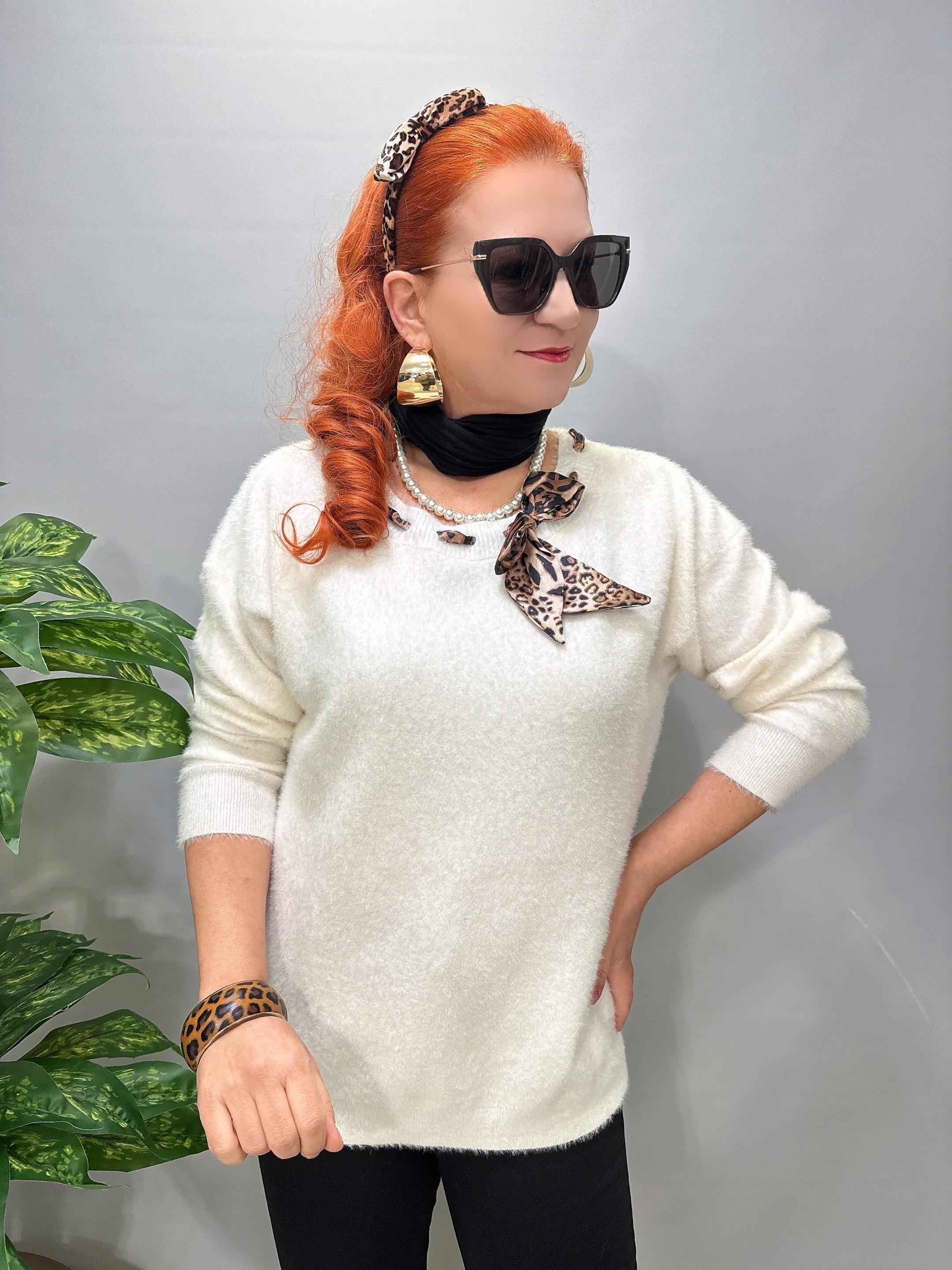 2652 Angora Triko Bluz Ekru