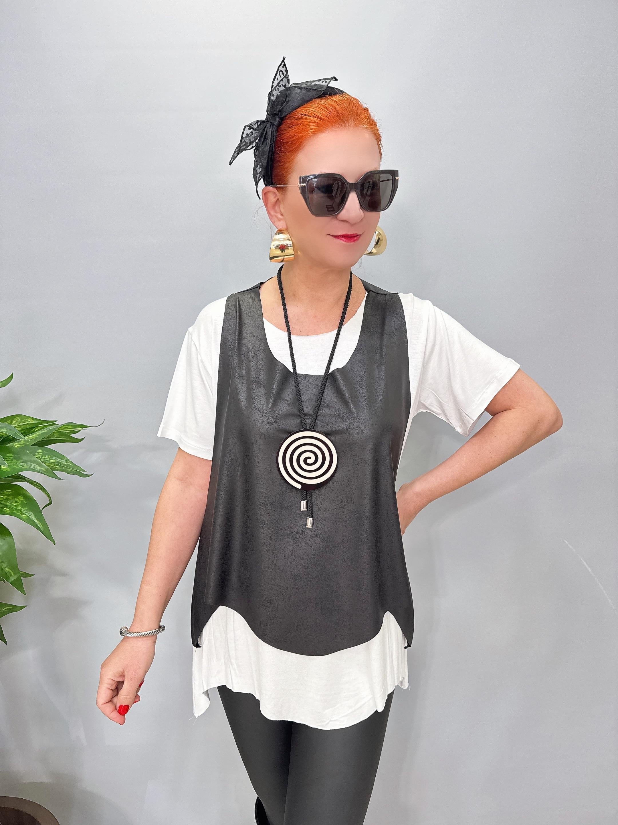 2660 Deri Yelek Basic Ve Kolye Dahil Beyaz