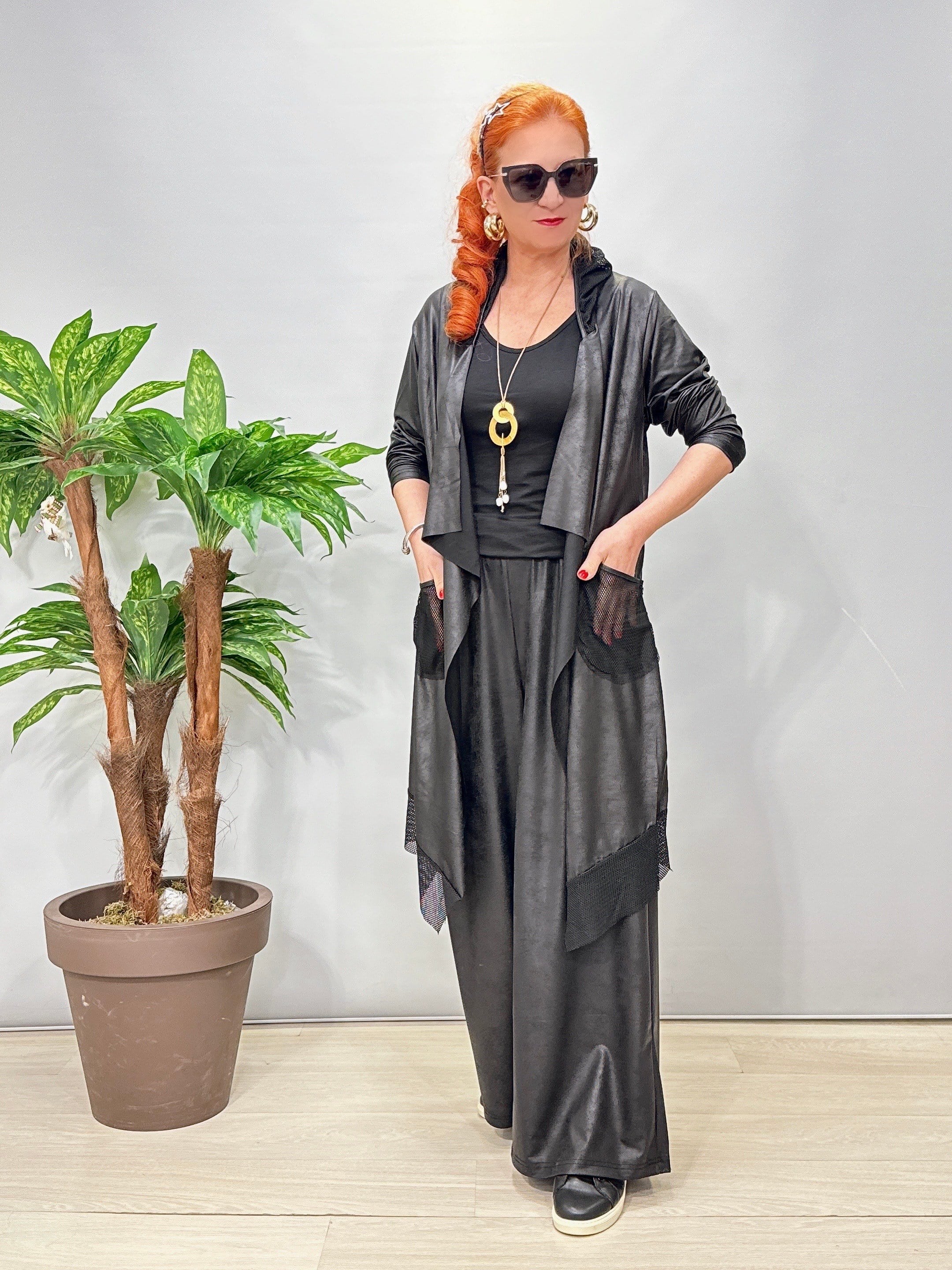 2660 TASARIM ASİMETRİK DERİ CEKET SİYAH