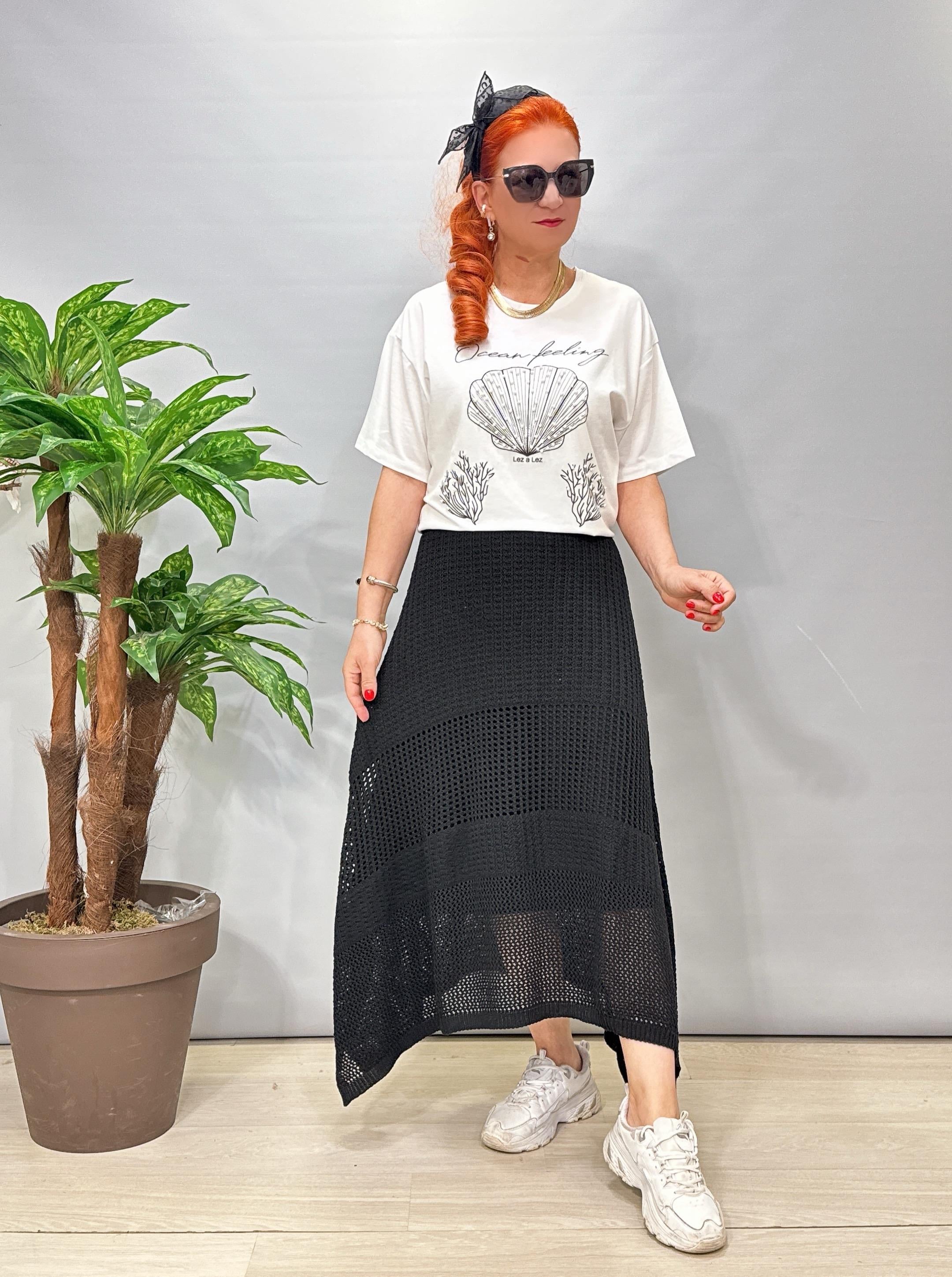 2663 Pamuklu Örme Etek Siyah