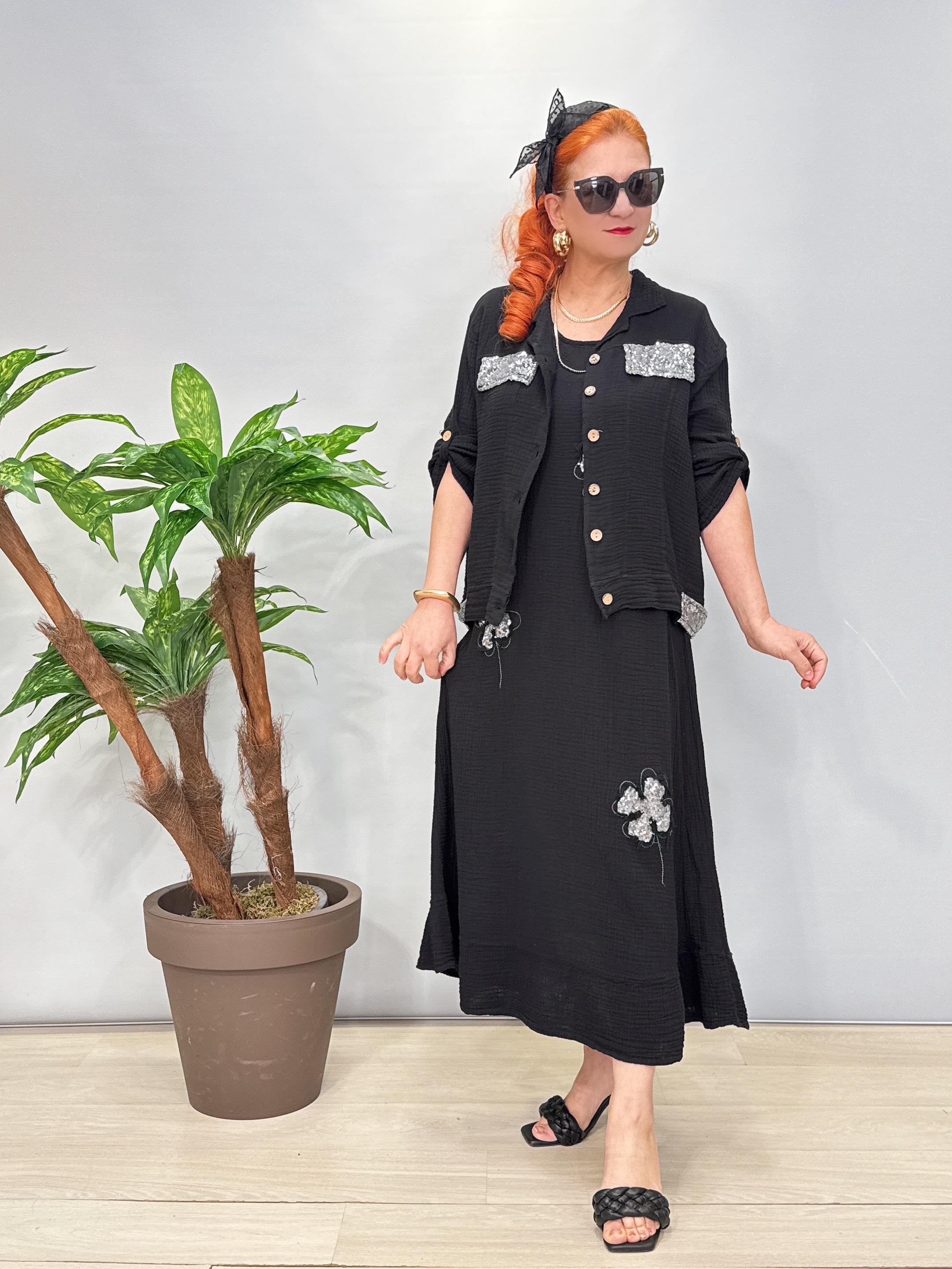 2685 Müslin Ceketli Elbise Siyah