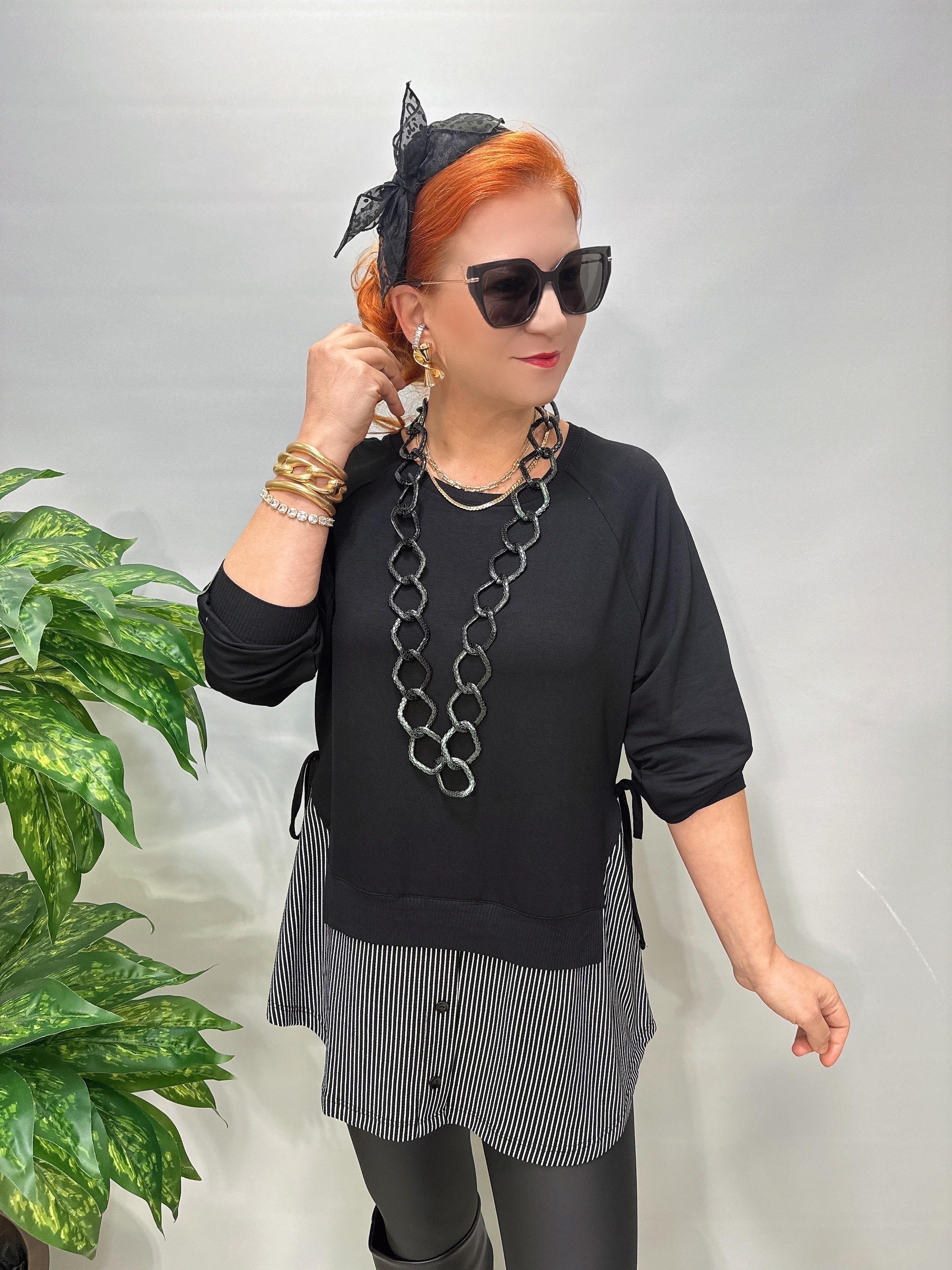 2826 Tasarım Modal Bluz Siyah