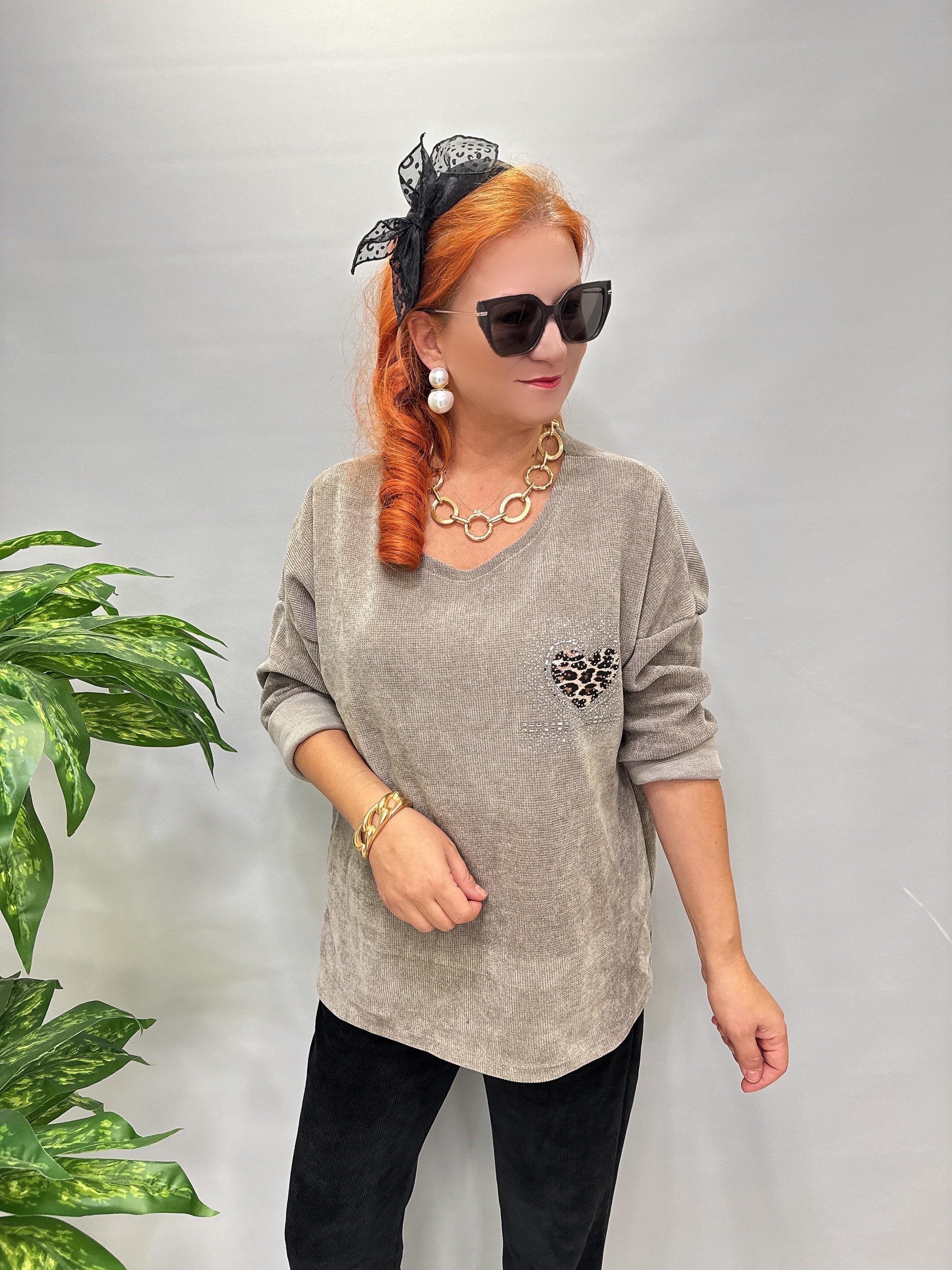 3019 Şönil Kadife Bluz Vizon