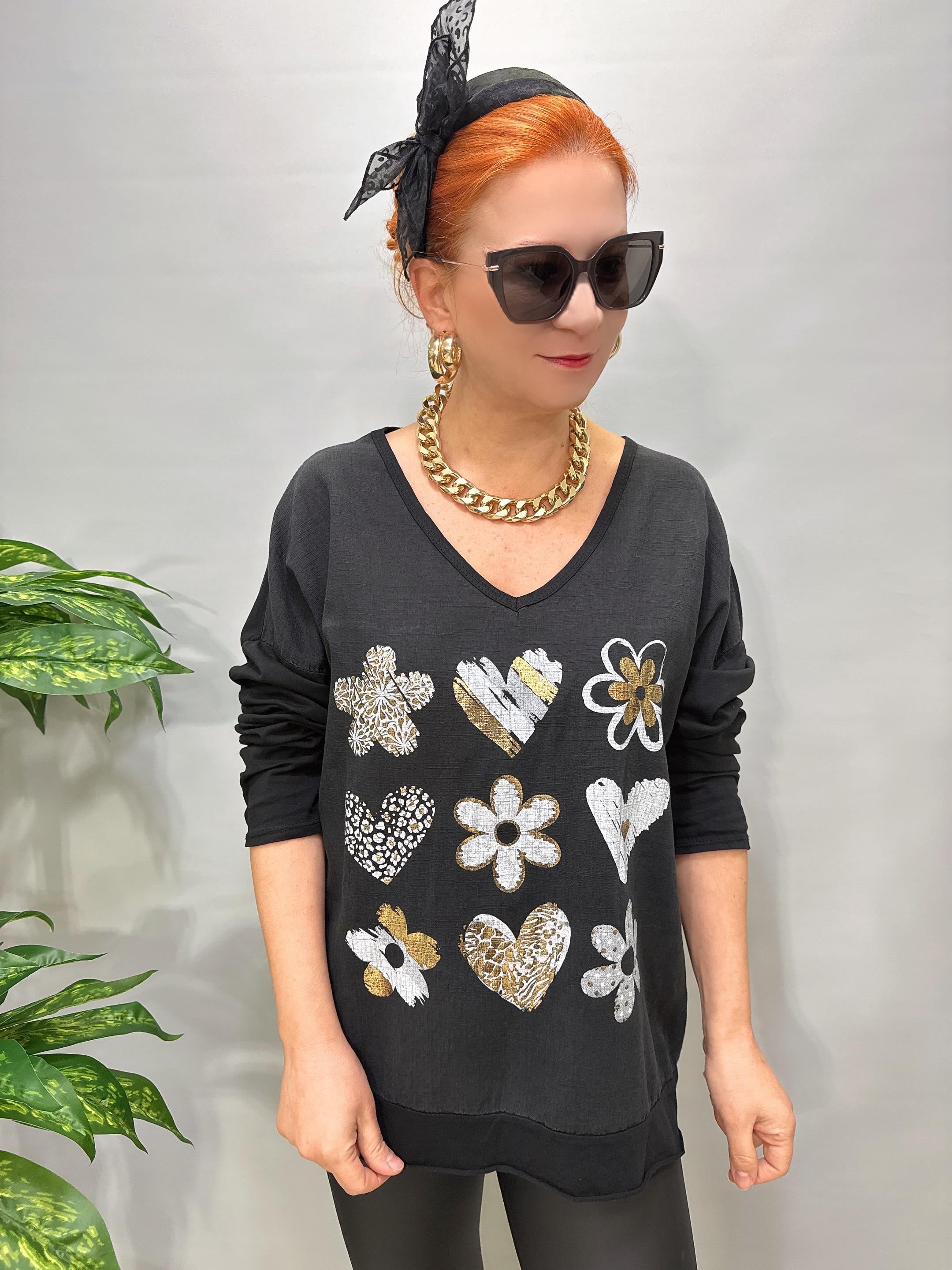 3021 Italyan Pamuklu Bluz Siyah