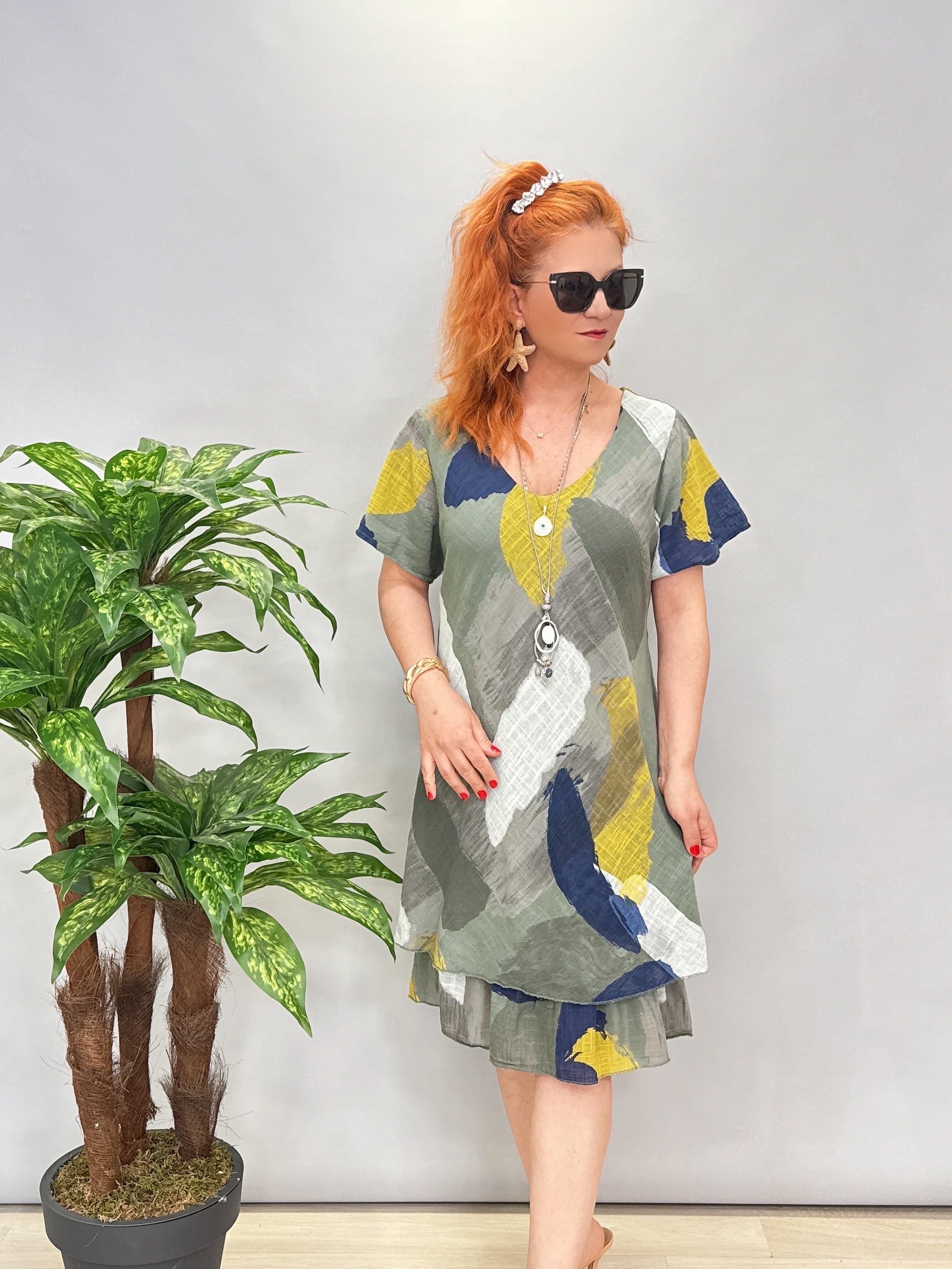 3040 İTALYAN PAMUKLU ELBİSE HAKİ