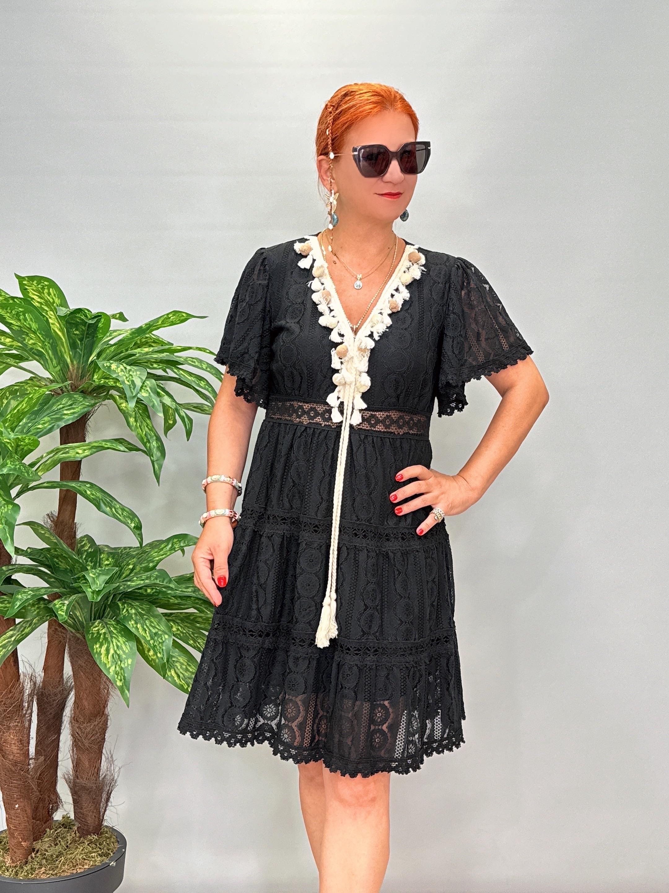 3044 Fisto Detay Elbise Siyah 