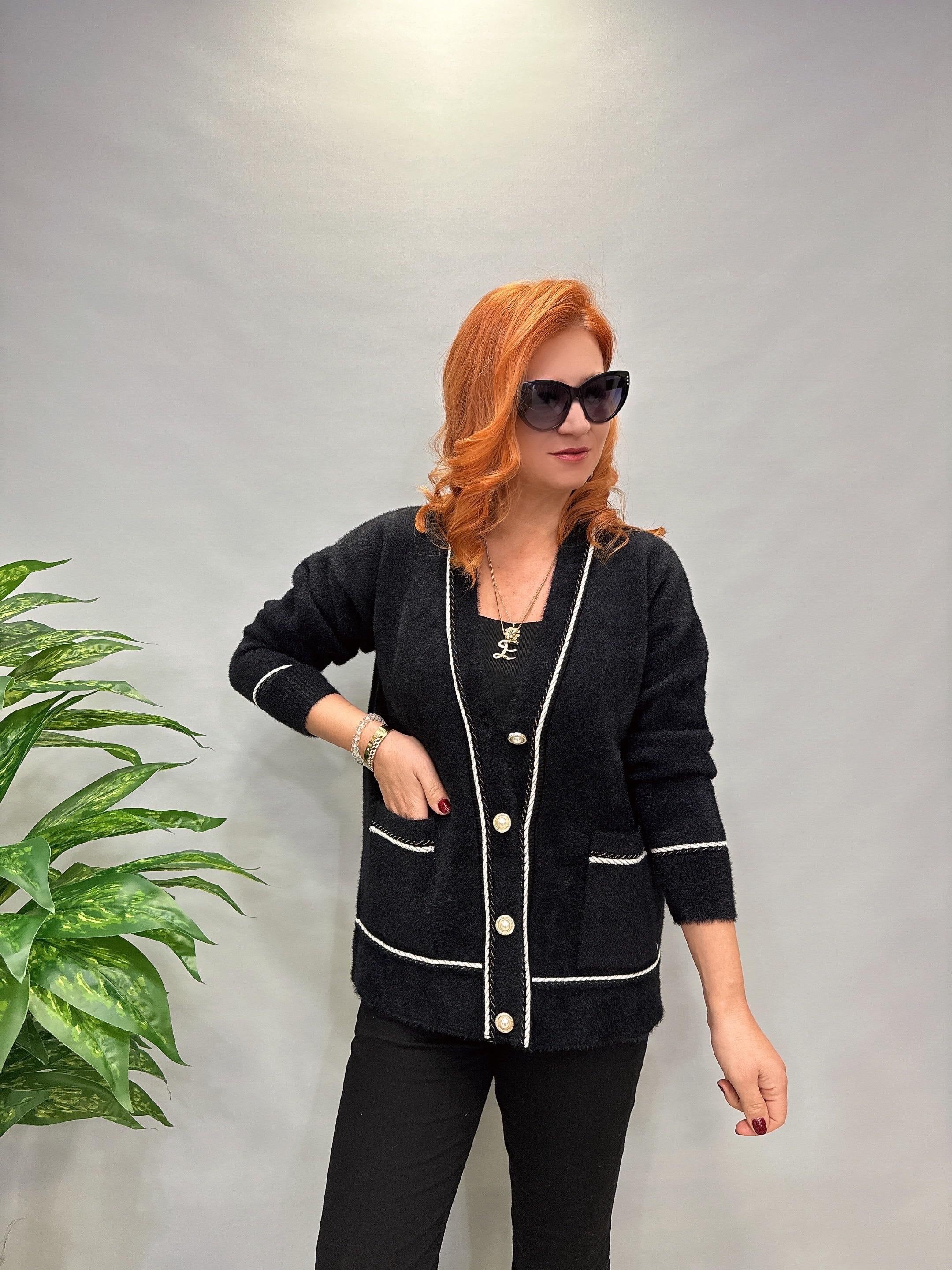 3135 İNCİ DÜĞMELİ HIRKA  SİYAH