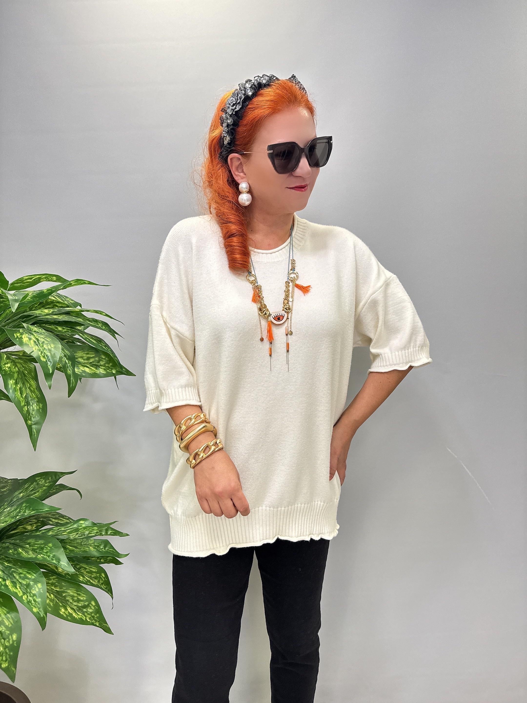 3240 Etek Ucu Volan Detay Angora Triko Ekru