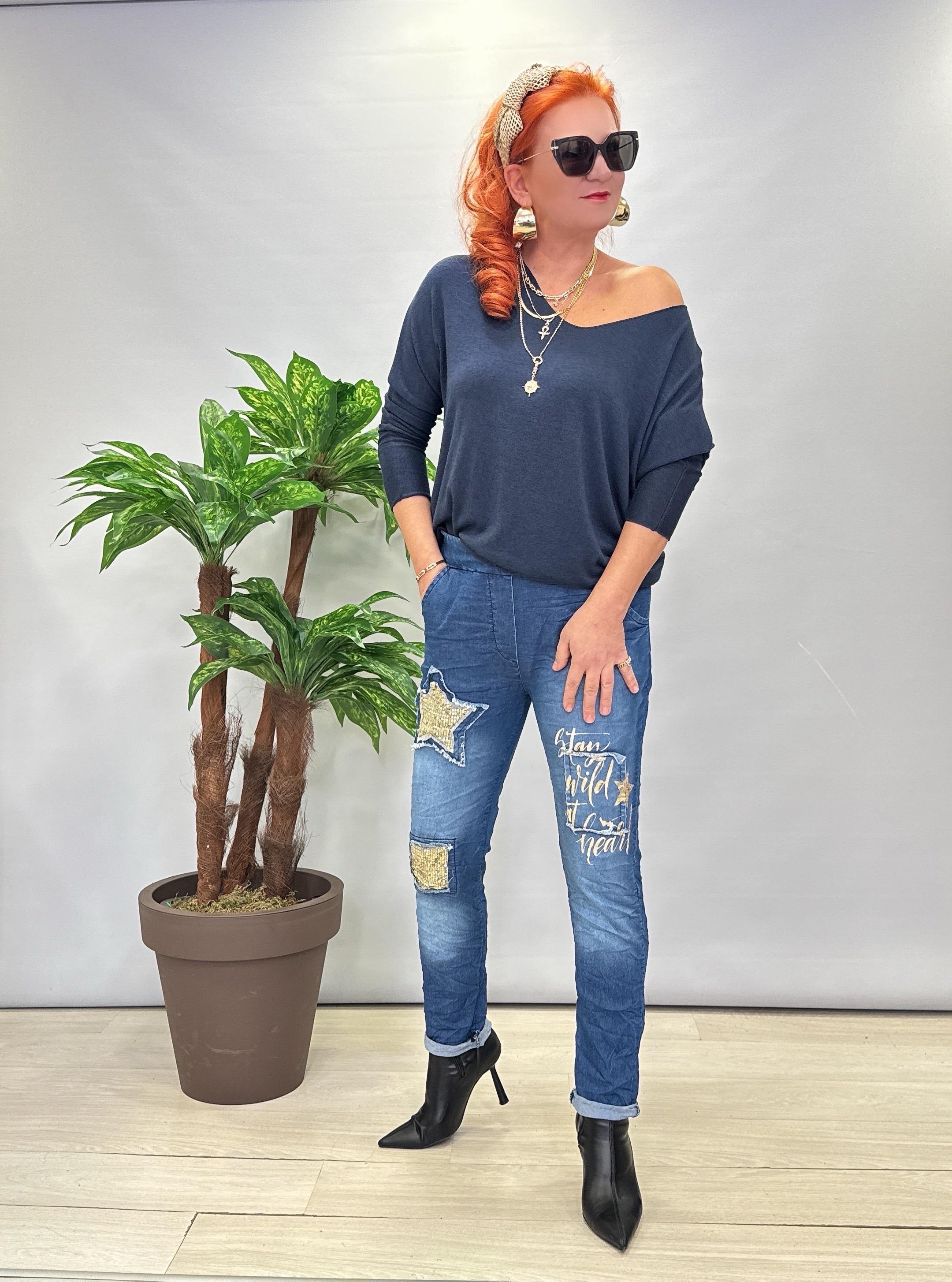 3264  Italyan Pantolon Yıldız Desenli