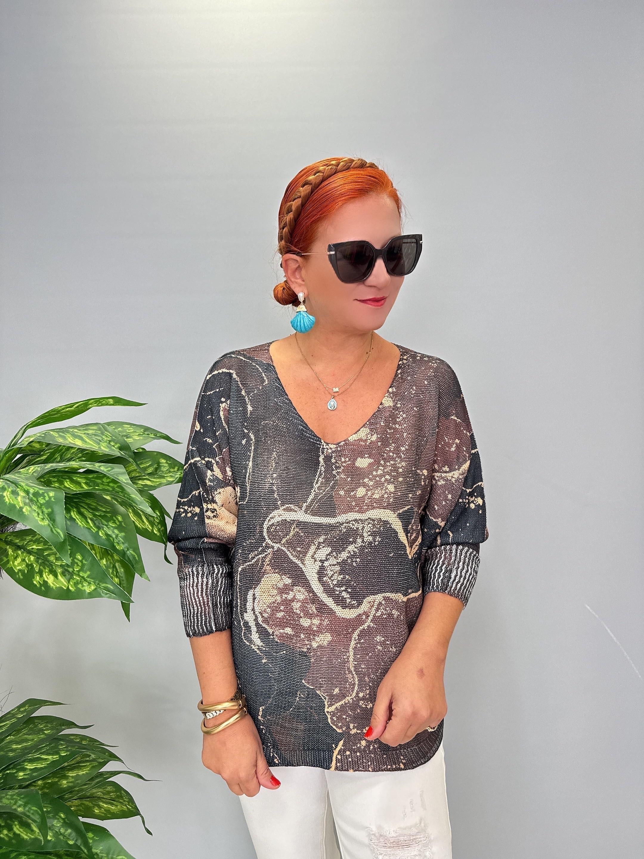 3285 Italyan V Yaka Merserize Bluz