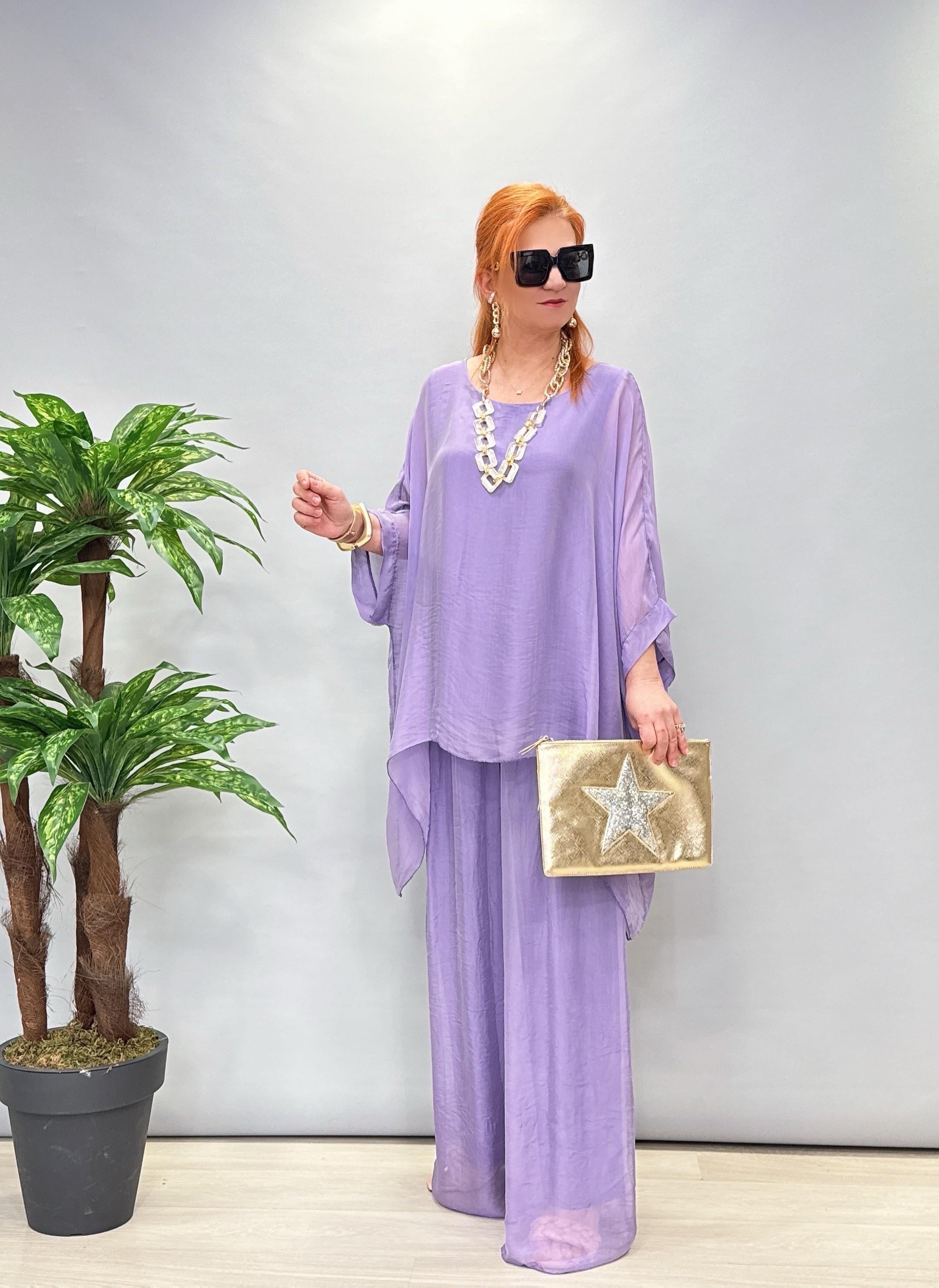 34034 İTALYAN İPEK TAKIM AÇIK MOR