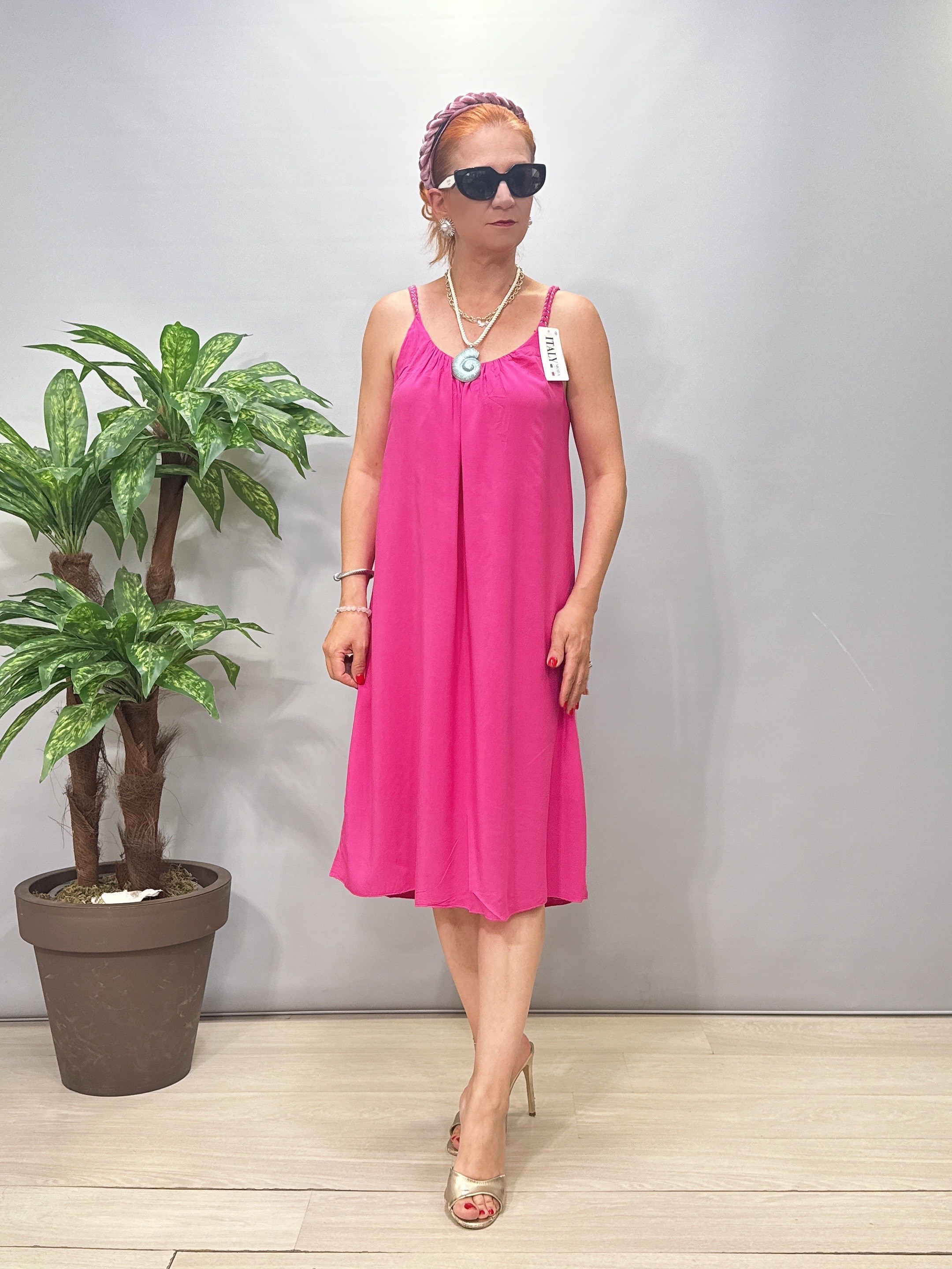 3530 Italyan Astarlı  Elbise Pembe