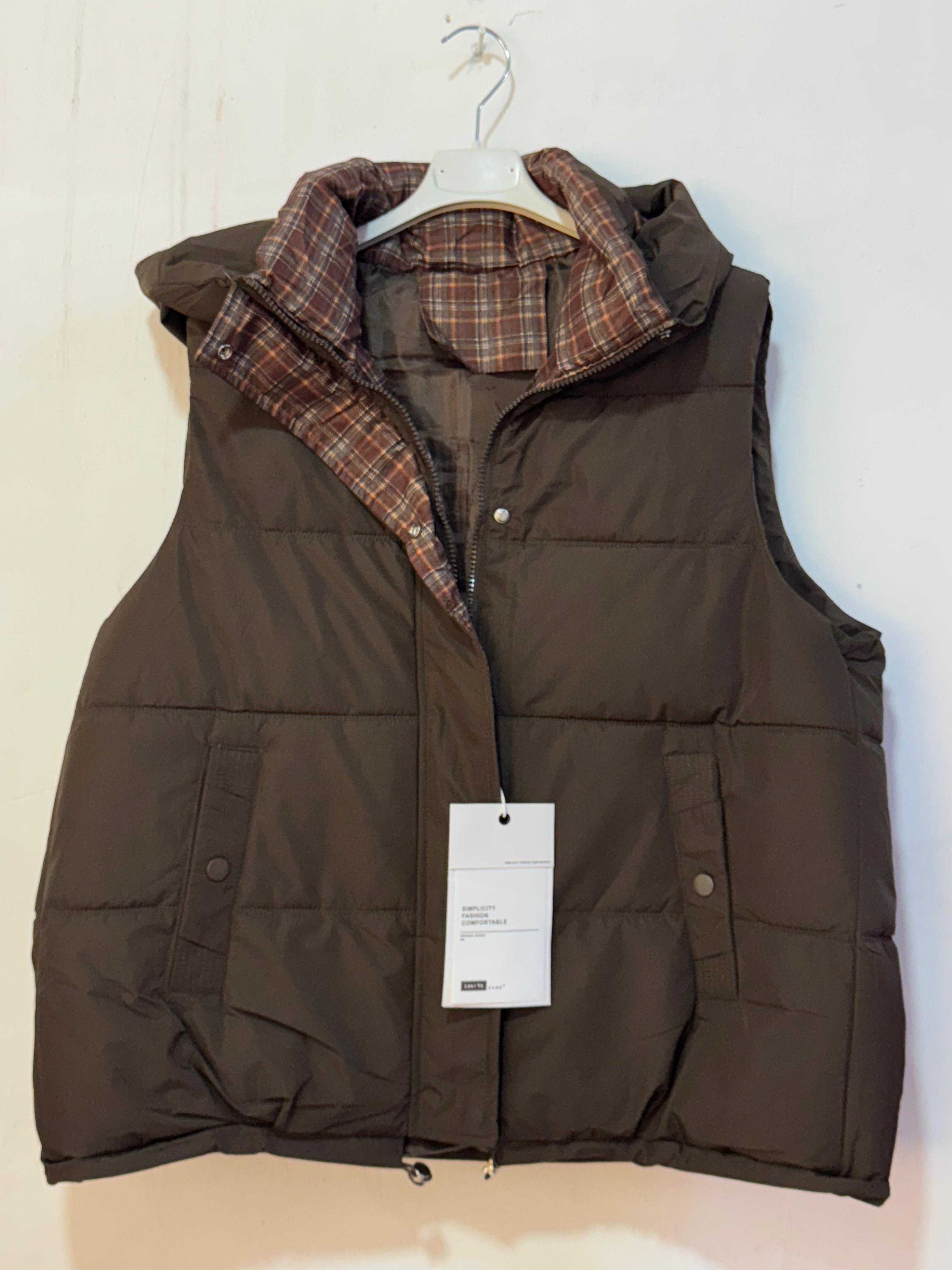 3571 Ekose Detay Şişme Yelek Acı Kahve