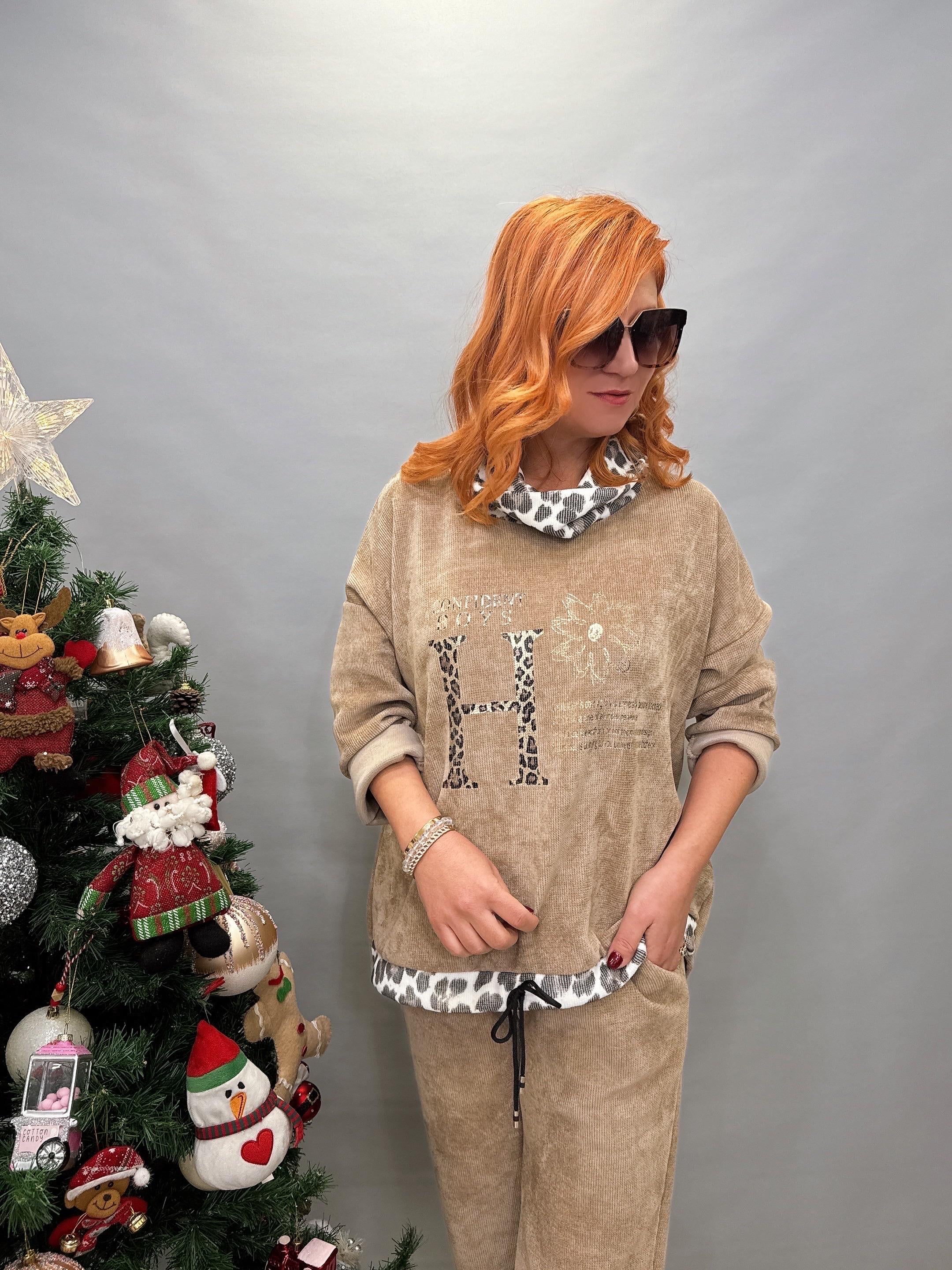 3698 İTALYAN ŞÖNİL KADİFE BLUZ VİZON