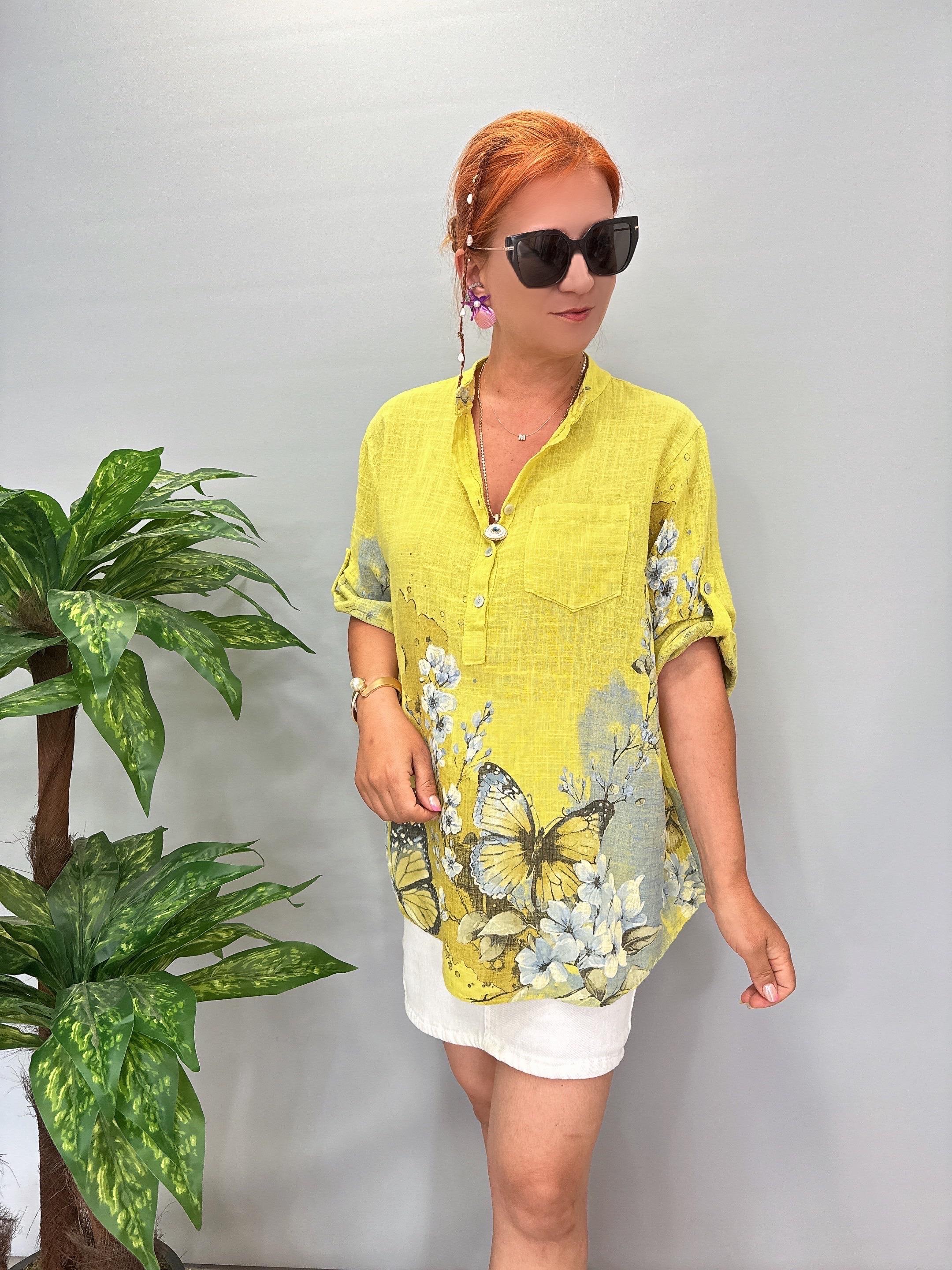 4041 Italyan Kelebekli Bluz Açık Yeşil