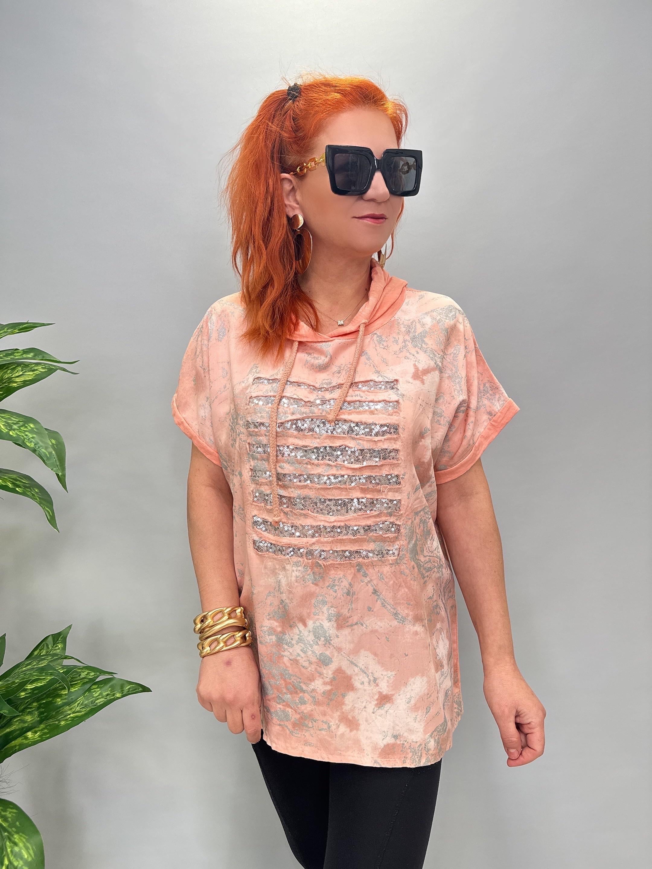 41085 İTALYAN PAYET DETAY BLUZ PEMBE