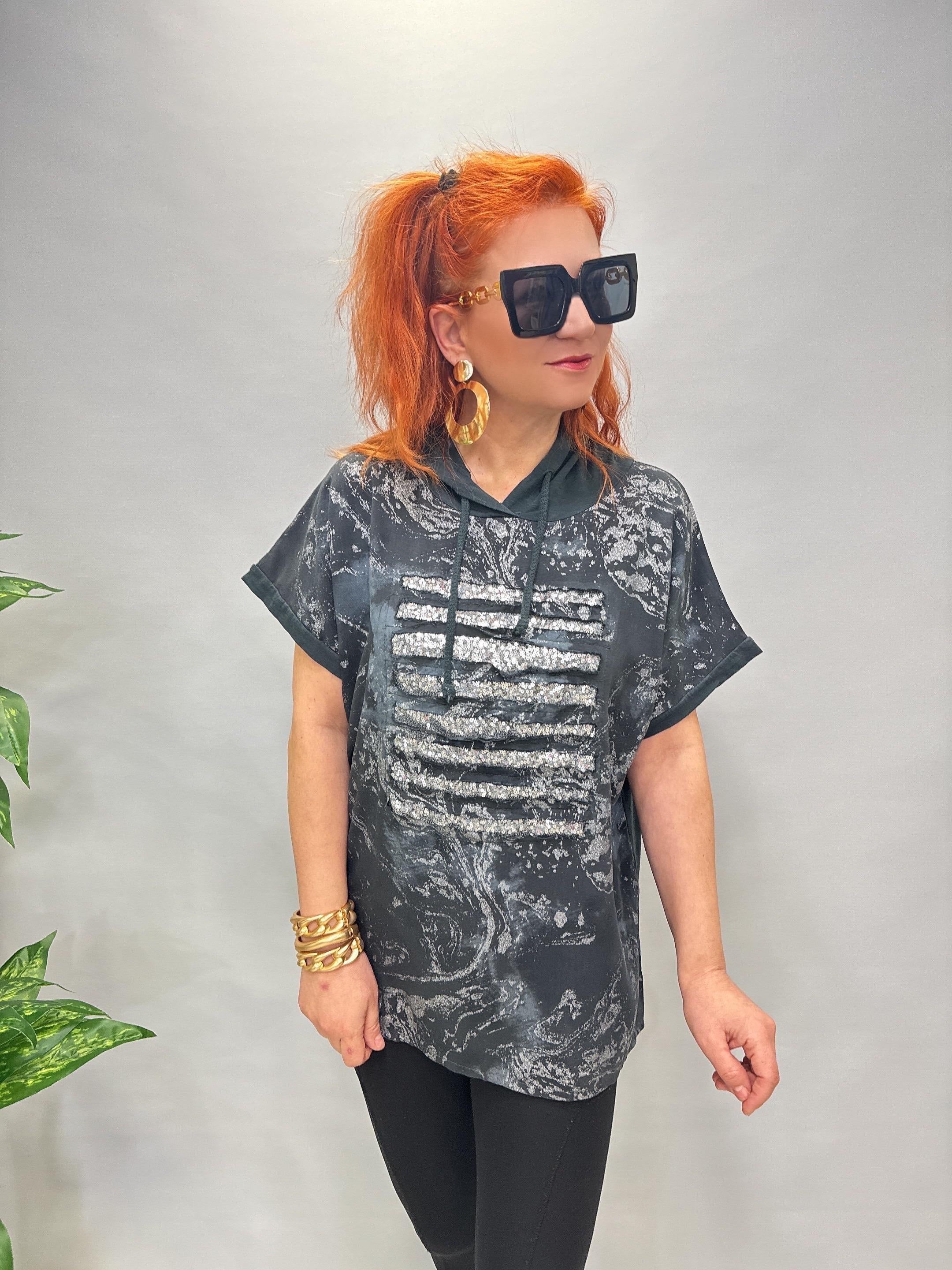 41085 İTALYAN PAYET DETAY BLUZ SİYAH