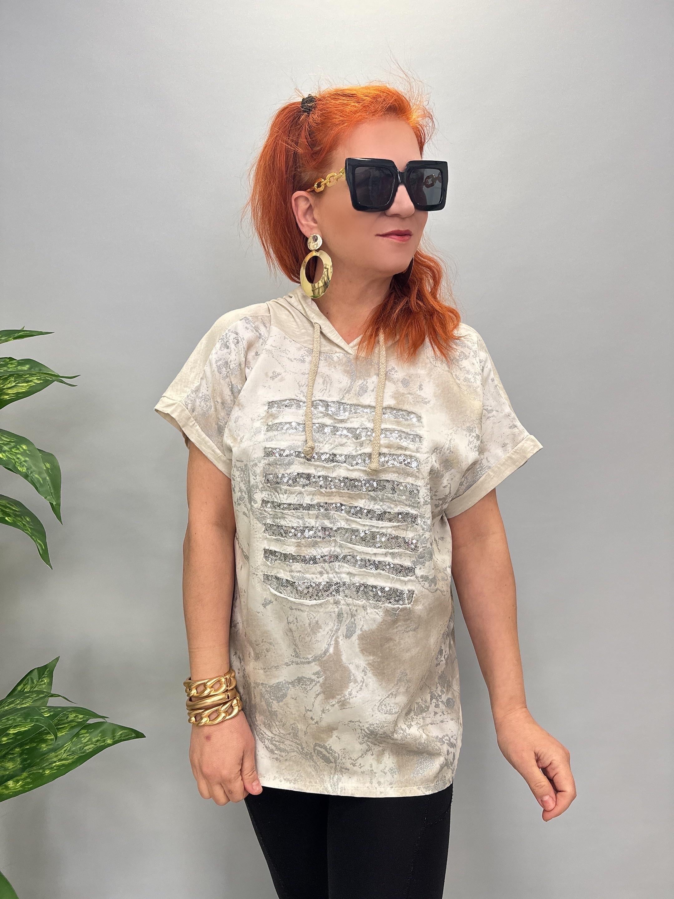 41085 İTALYAN PAYET DETAY BLUZ TAŞ