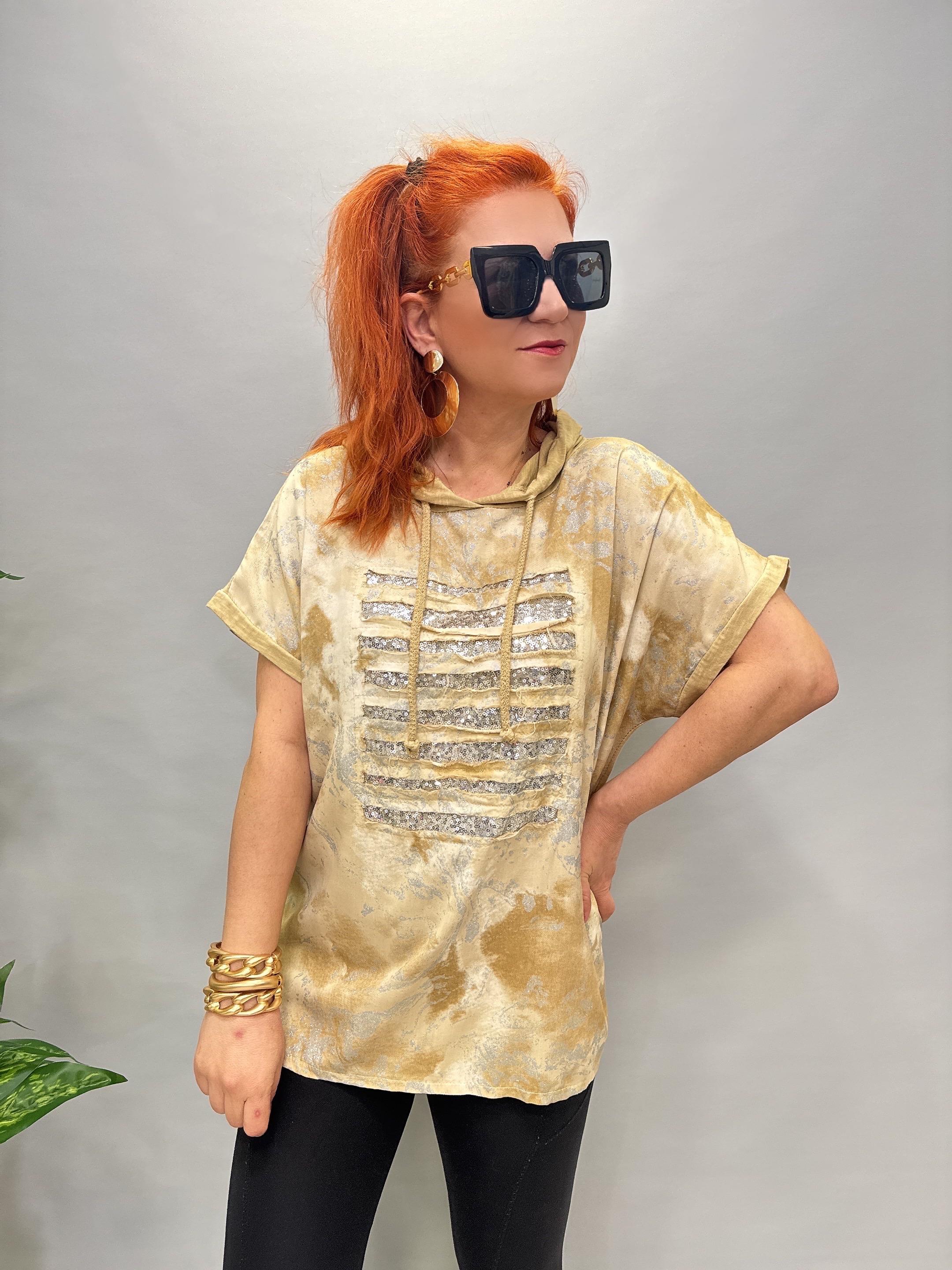 41085 İTALYAN PAYET DETAY BLUZ VİZON