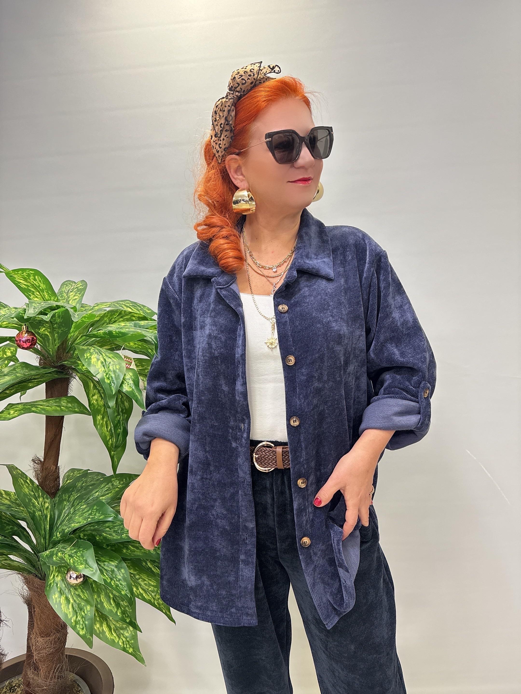 4375 Şönil Kadife Gömlek/ Ceket Lacivert