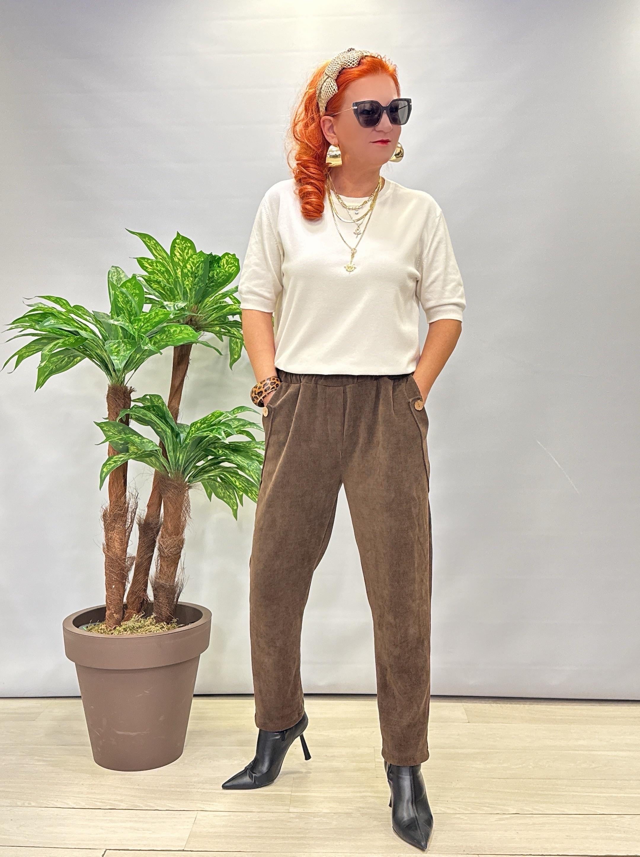 4375 Şönil Kadife Pantolon Acı Kahve 