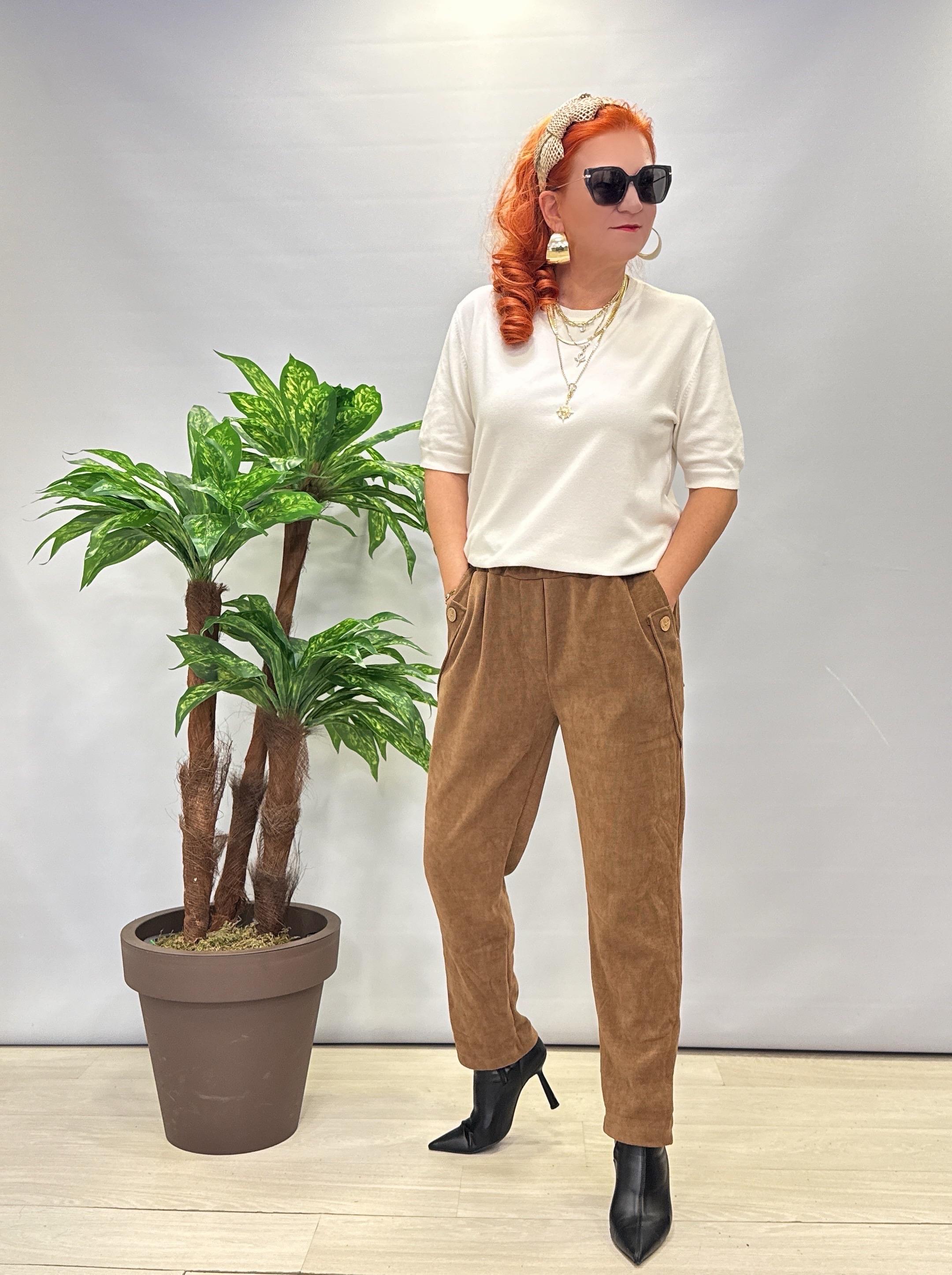 4375 Şönil Kadife Pantolon Camel