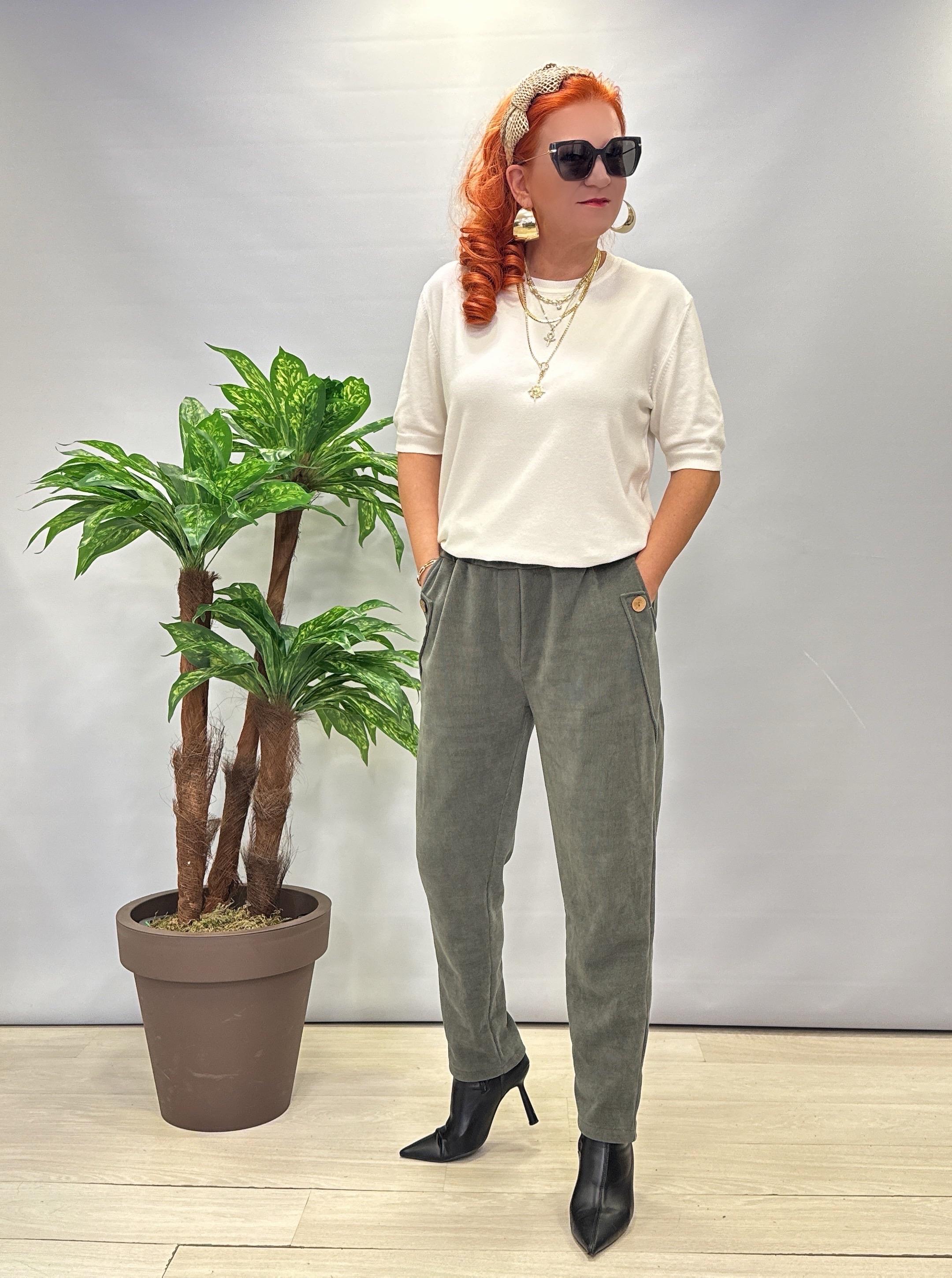 4375 Şönil Kadife Pantolon Haki