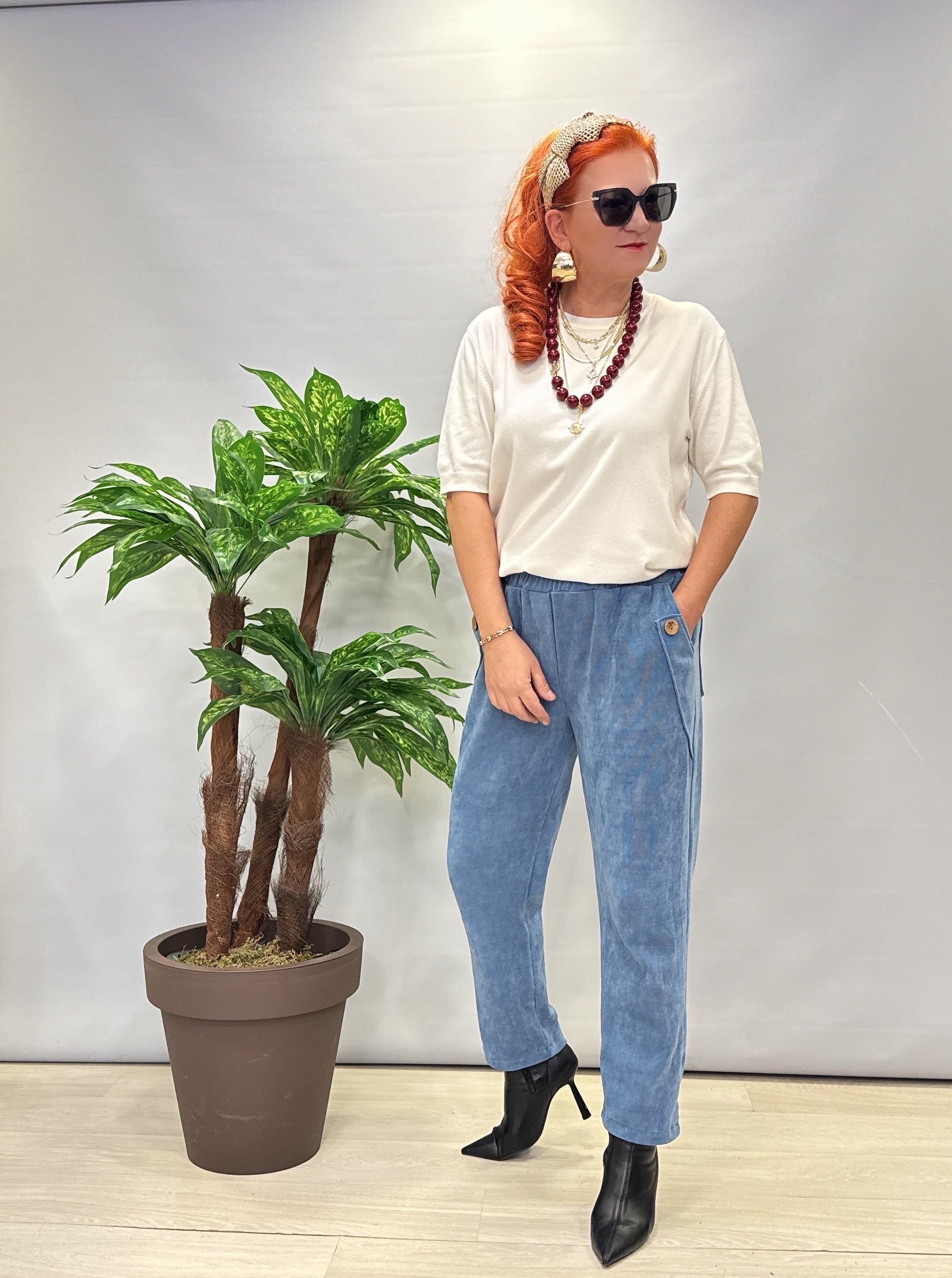 4375 Şönil Kadife Pantolon Mavi