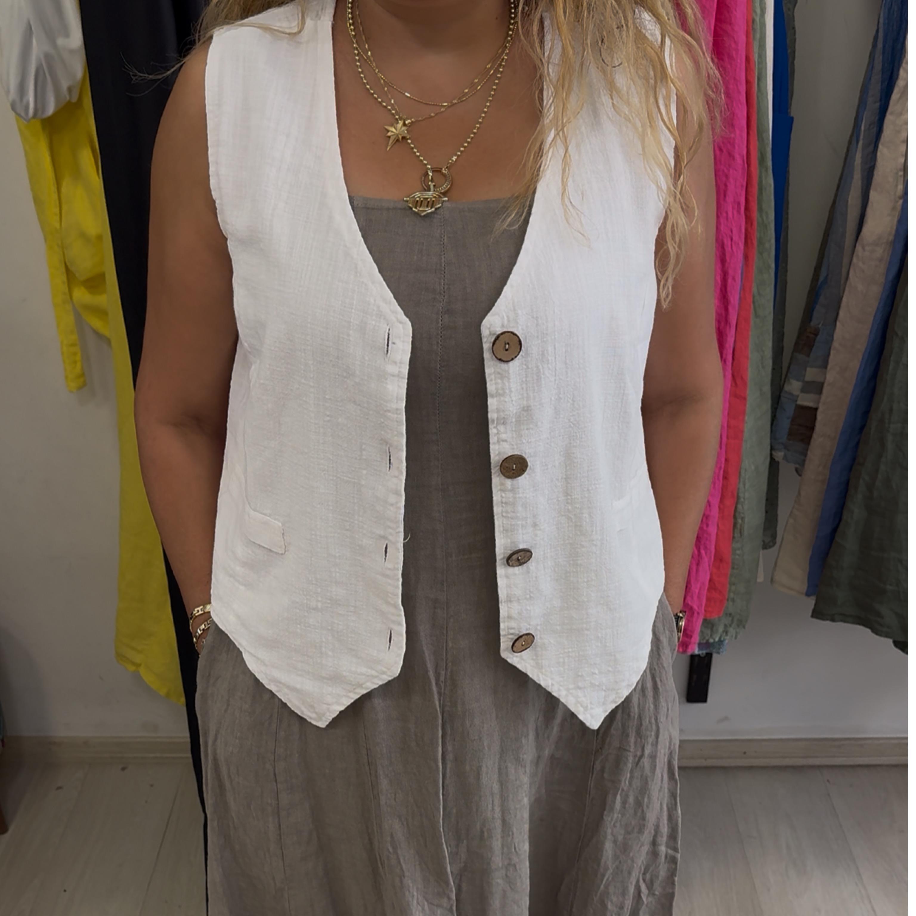 4570 Pamuklu Yelek Beyaz